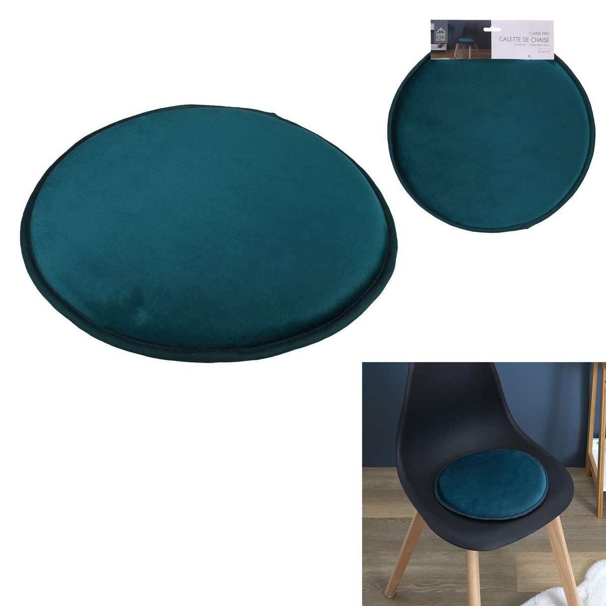 TOILINUX Lot de 6 galettes de chaises rondes - Diamètre 34 cm