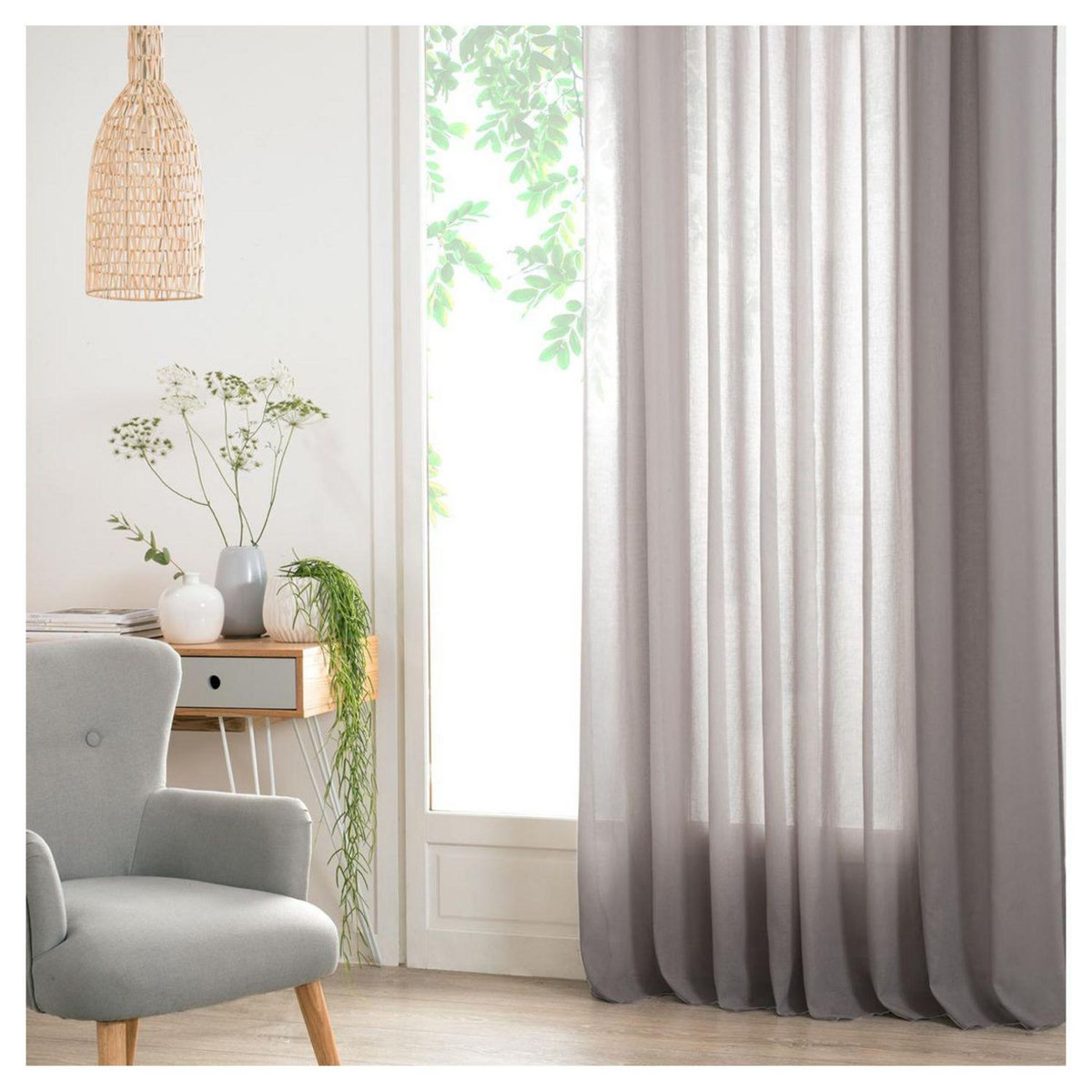 ATMOSPHERA Rideau Voilage uni oeillets métal en polyester 140x240cm ANA