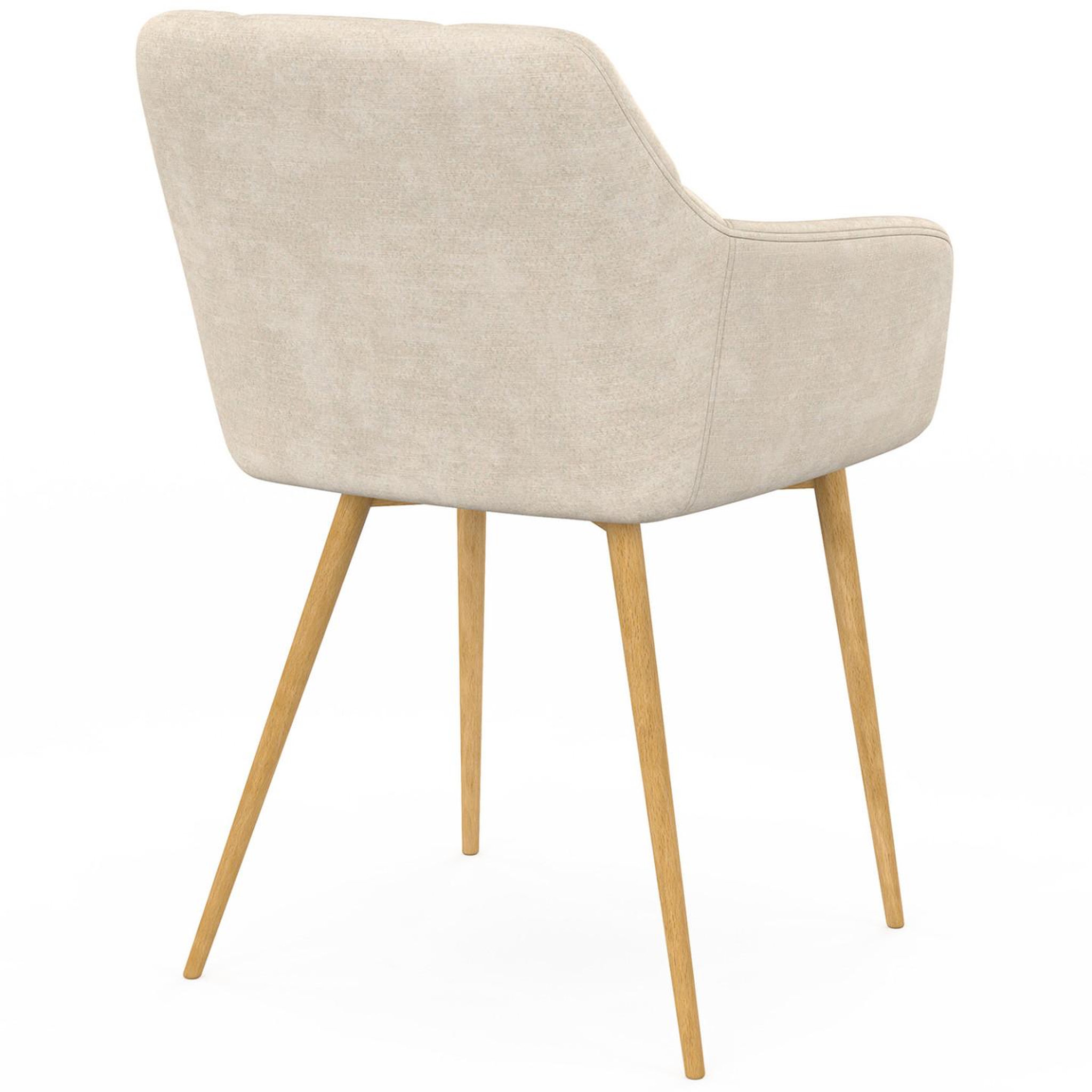 Voir la diapositive 4 : ID MARKET Lot de 2 chaises gina tissu chenille beige pieds effet bois