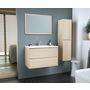 Voir la diapositive 5 : Ensemble meuble de salle de bain bloc 2 tiroirs avec vasque encastrée et miroir L80 cm LAKE
