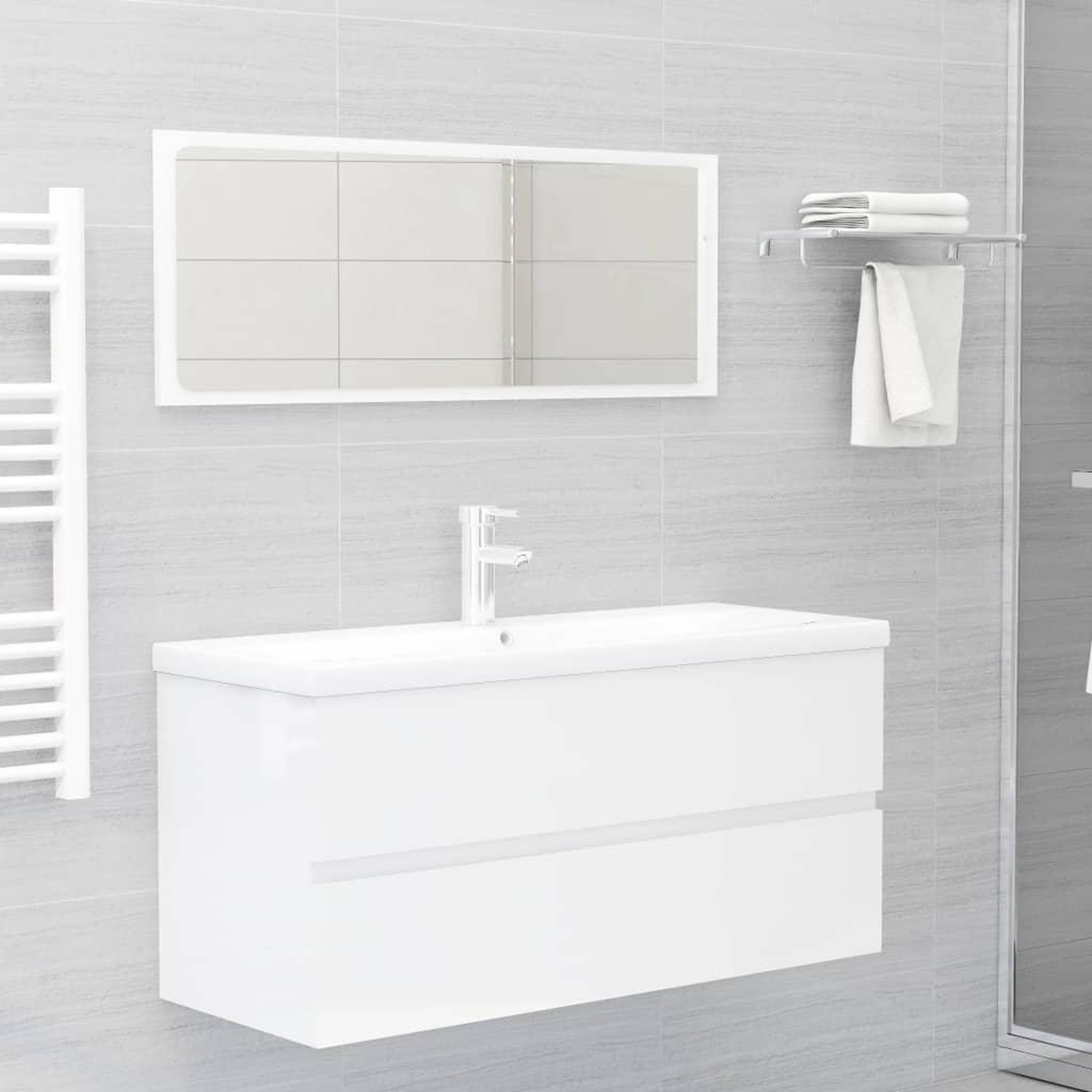 Voir la diapositive 3 : VIDAXL Armoire d'evier lavabo integre blanc brillant bois d'ingenierie