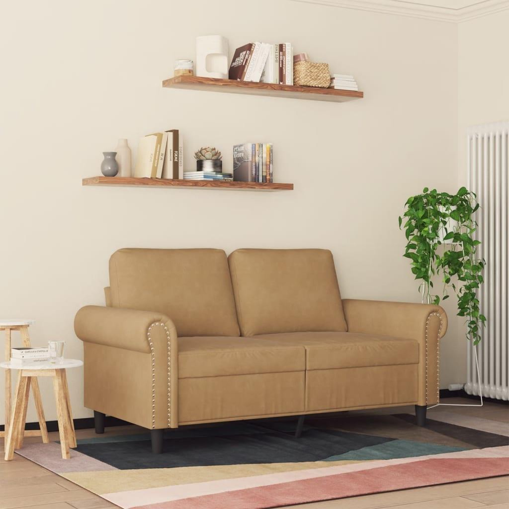 Voir la diapositive 3 : VIDAXL Canape a 2 places Marron 120 cm Velours