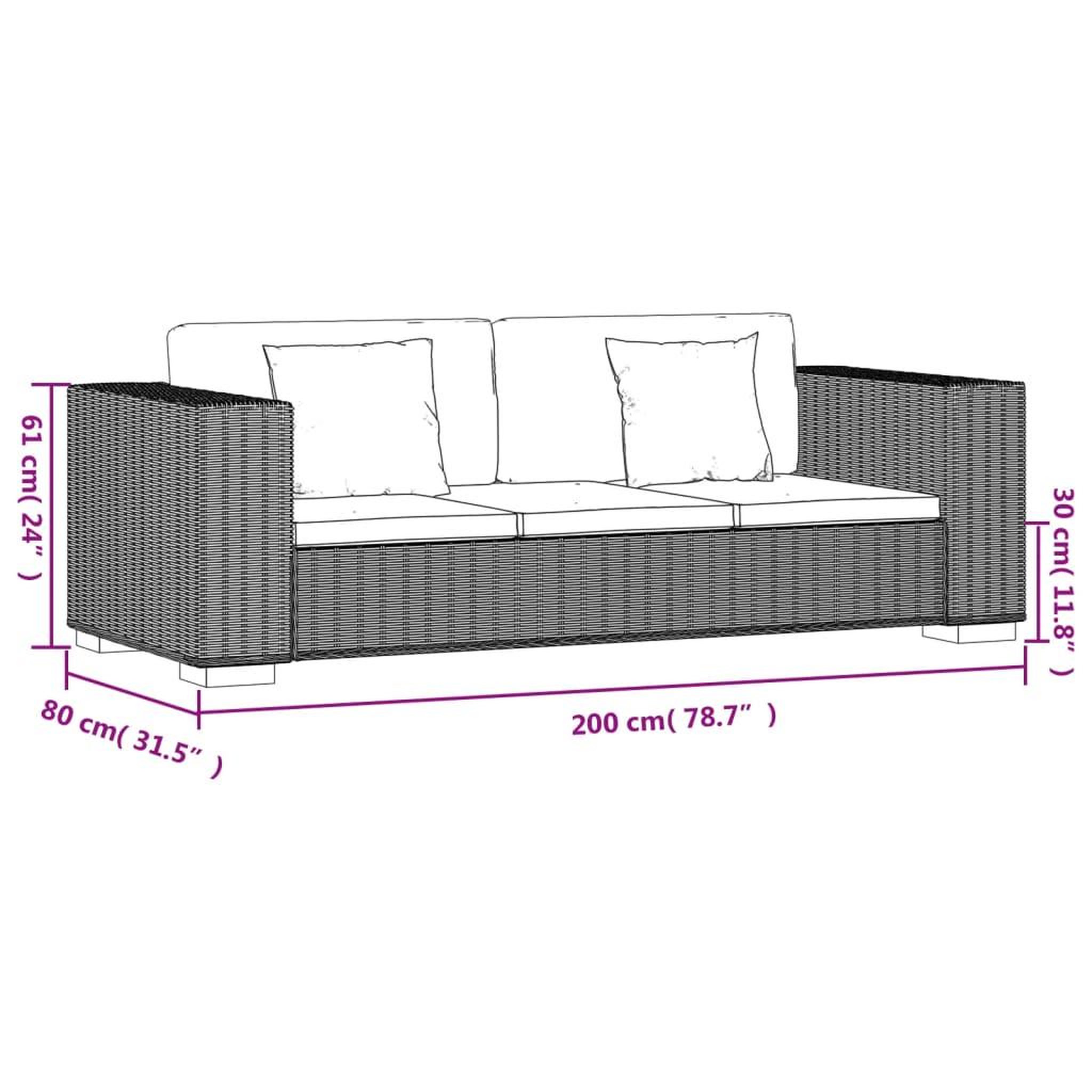 Voir la diapositive 6 : VIDAXL Ensemble de canape a 3 places 8 pieces Rotin veritable