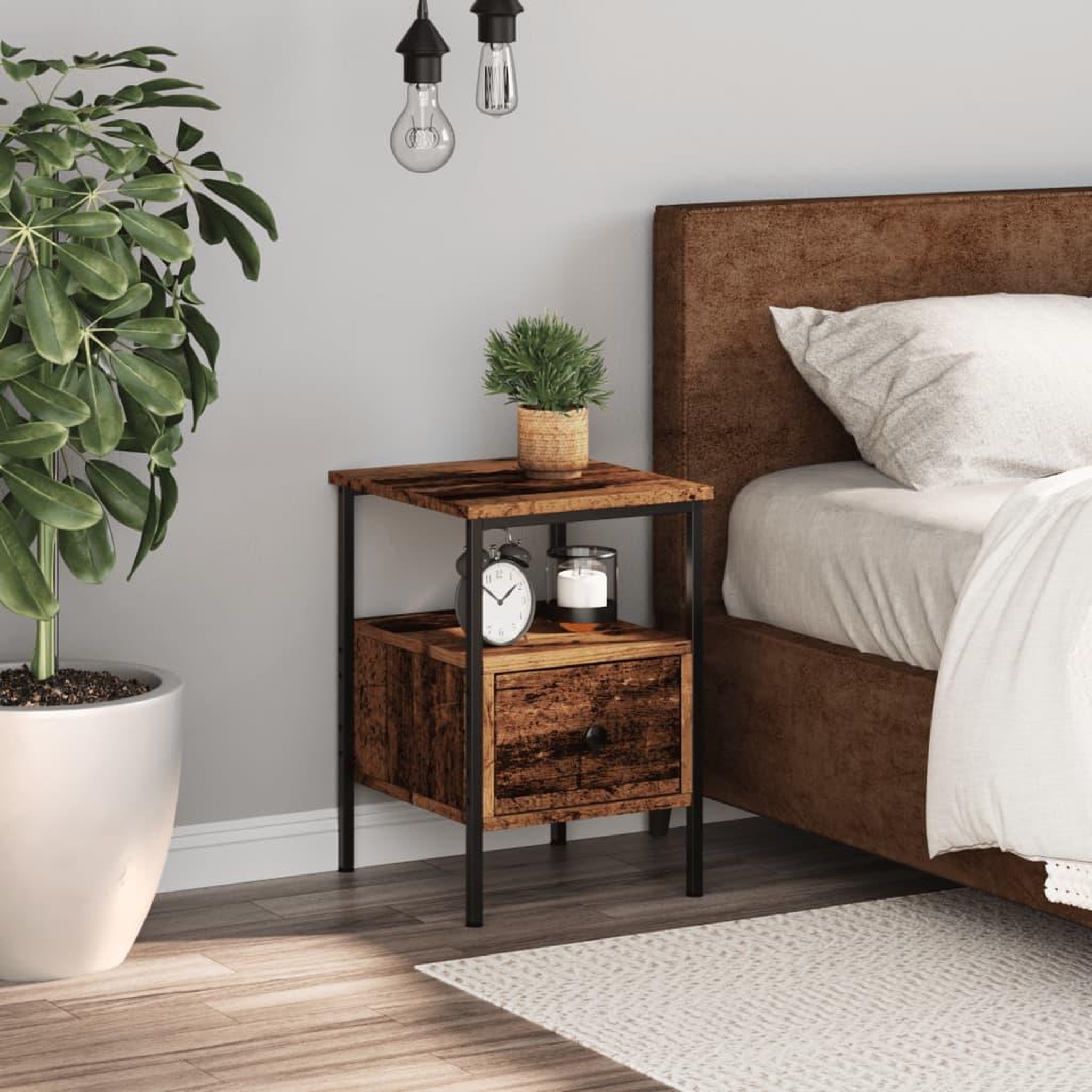 Voir la diapositive 1 : VIDAXL Table de chevet vieux bois 34x36x50 cm bois d'ingenierie