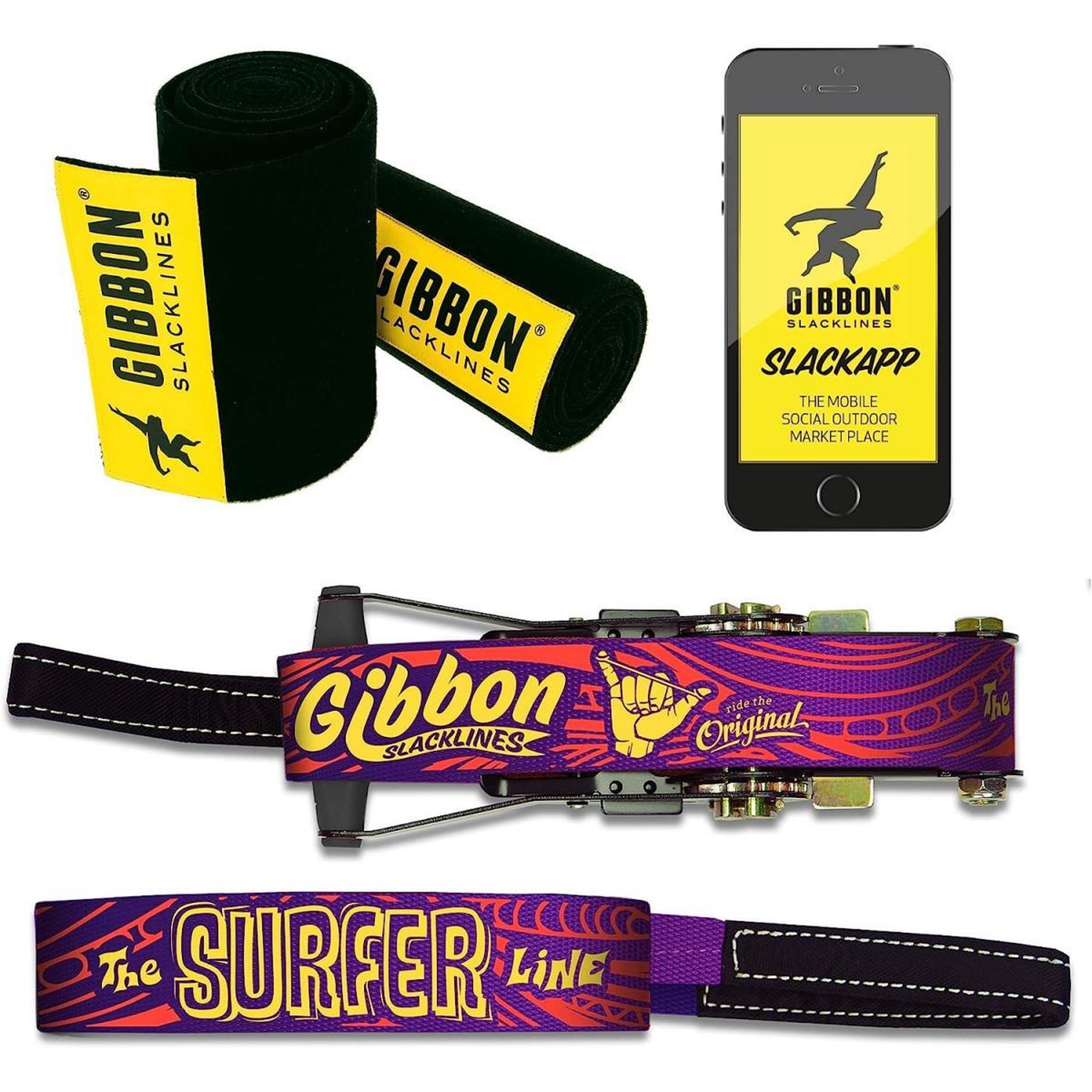 Voir la diapositive 2 : GIBBON Set Slackline Surferline -25m