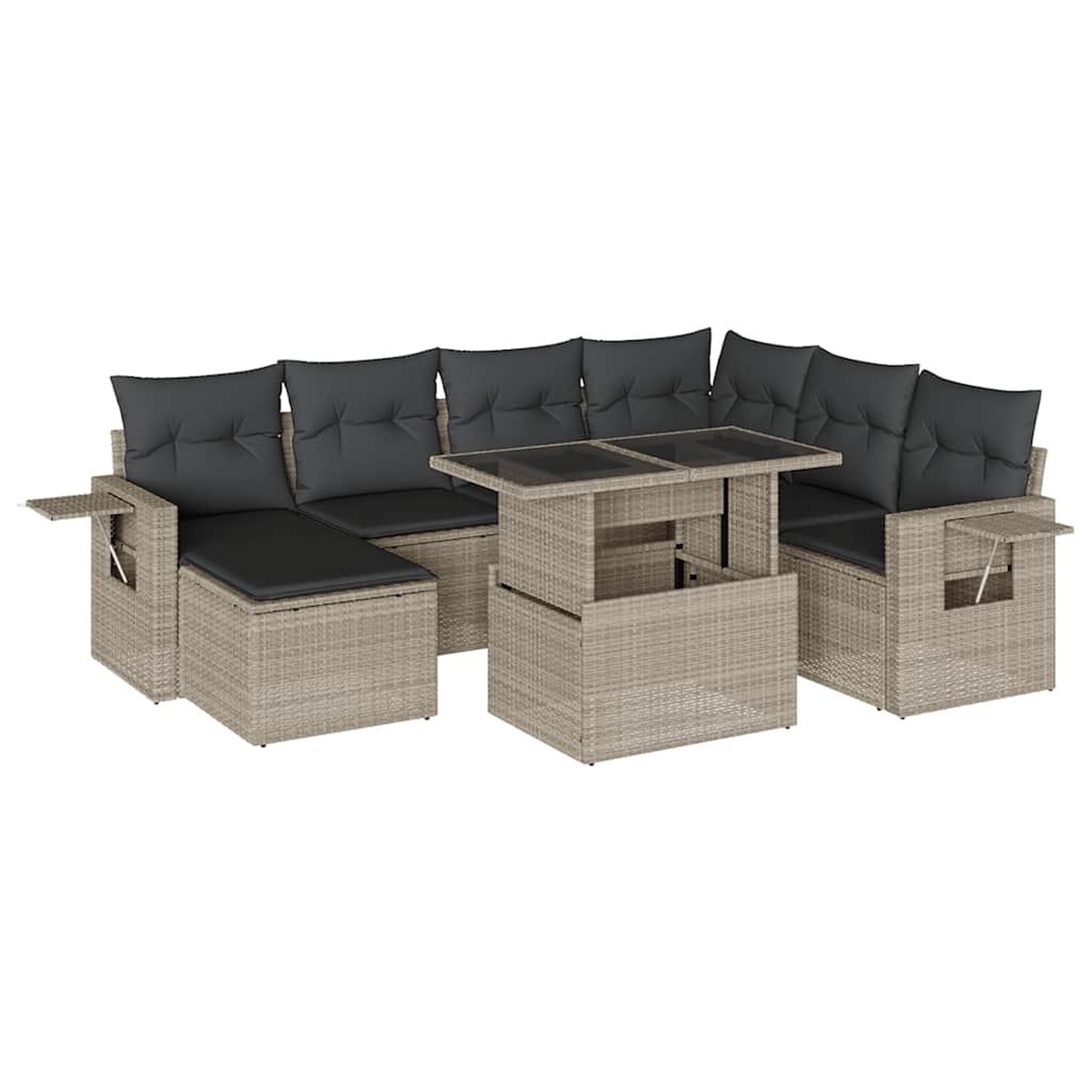 Voir la diapositive 2 : VIDAXL Salon de jardin 8 pcs avec coussins gris clair resine tressee