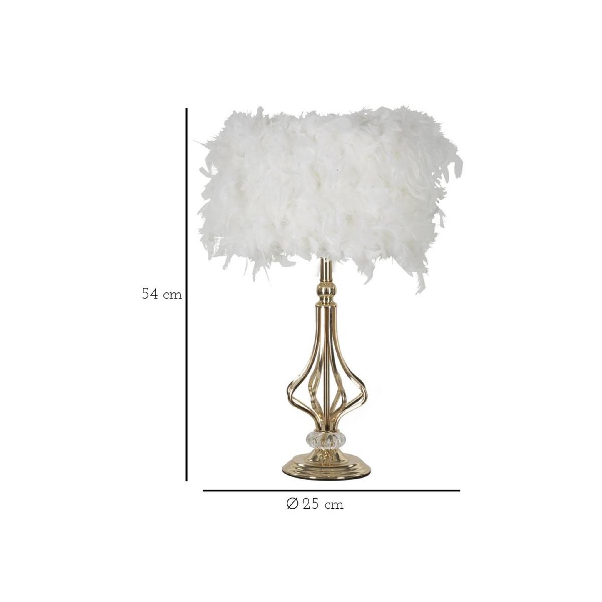 Voir la diapositive 6 : Paris Prix Lampe à poser imitation plume  tarty  54cm or & blanc