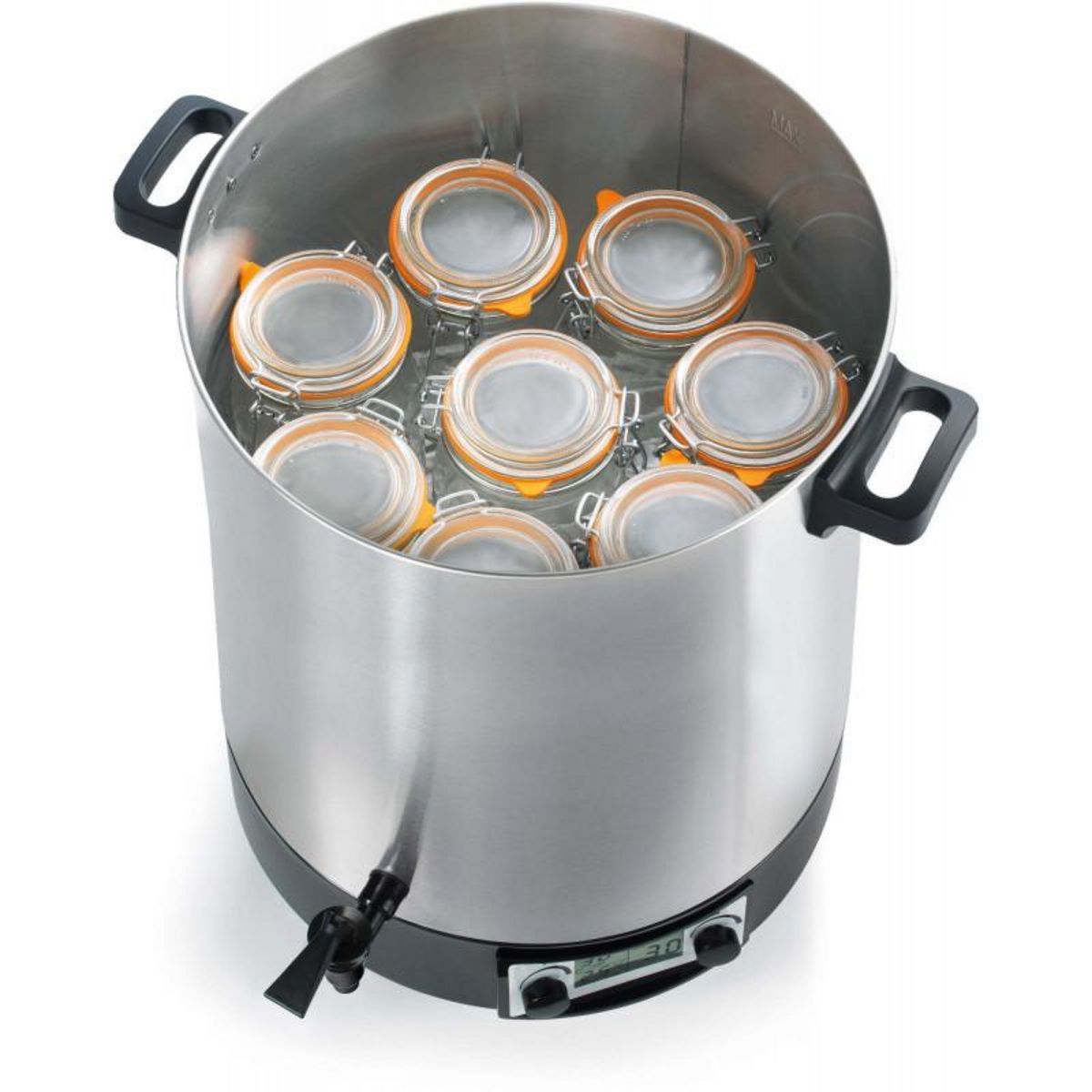Kitchen chef Stérilisateur de bocaux électrique cuve inox avec écran lcd robinet et minuteur 45l 2500w - kcpst45xxl.lcd