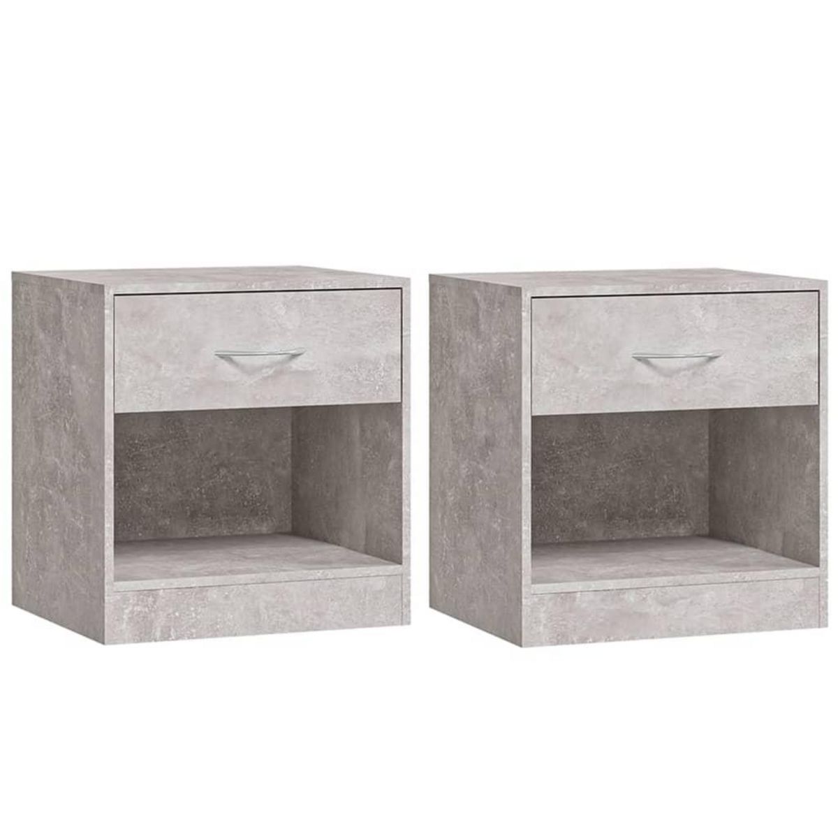 VIDAXL Tables de chevet 2 pcs avec tiroir Gris beton