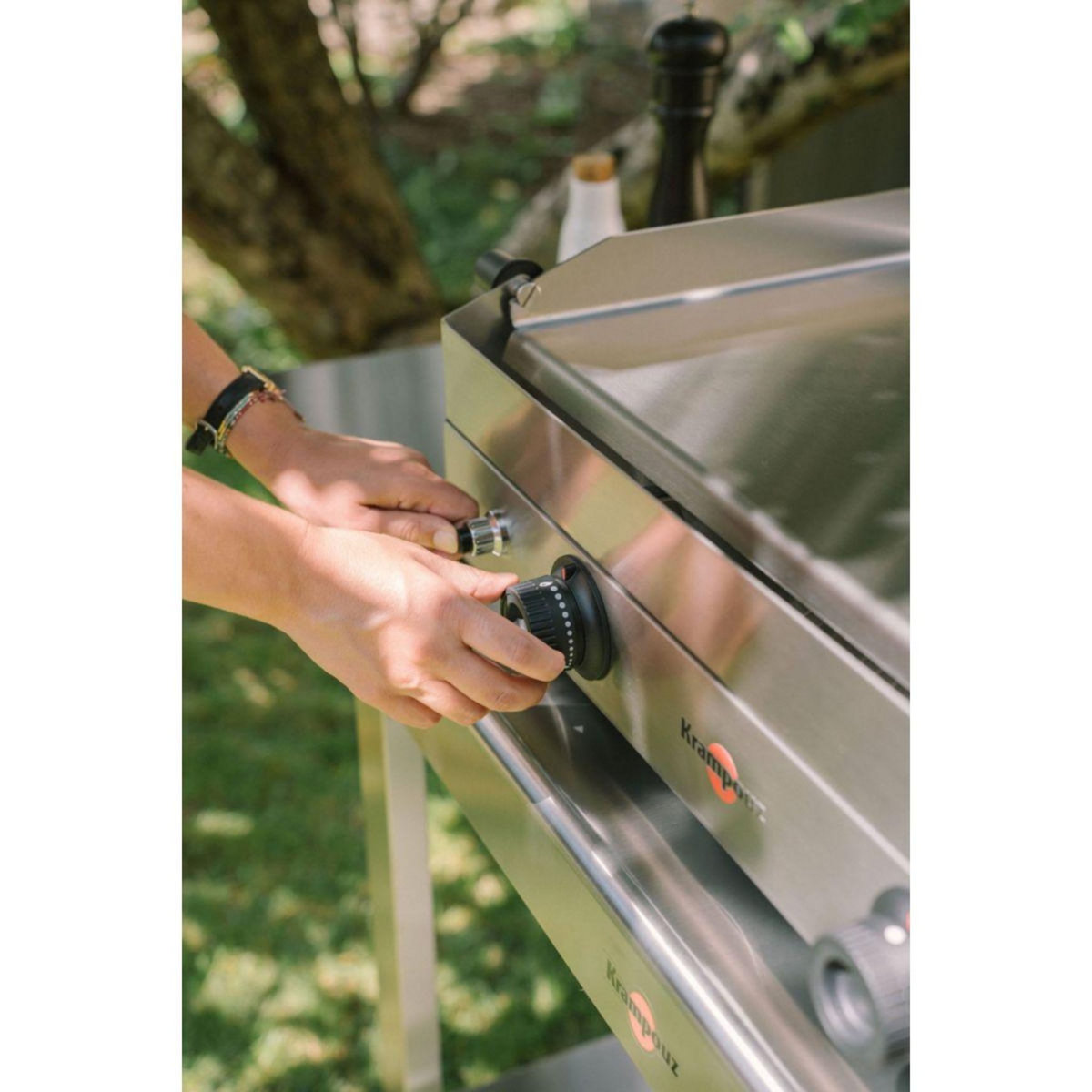 KRAMPOUZ Plancha gaz SAVEUR inox 2 brûleurs à poser, 64x34 cm