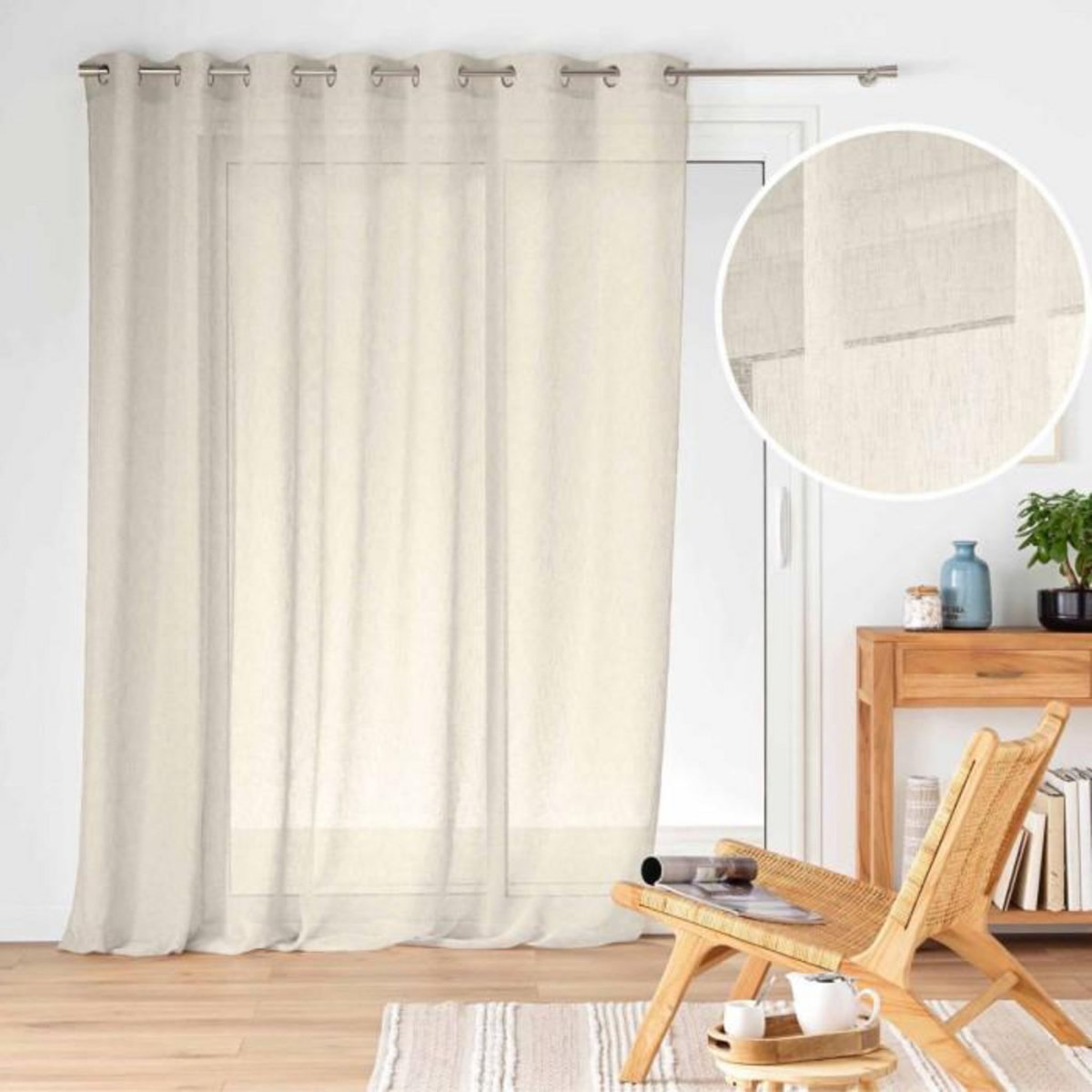 Paris Prix Rideau Voilage à Œillets  Carlin  240x240cm Lin