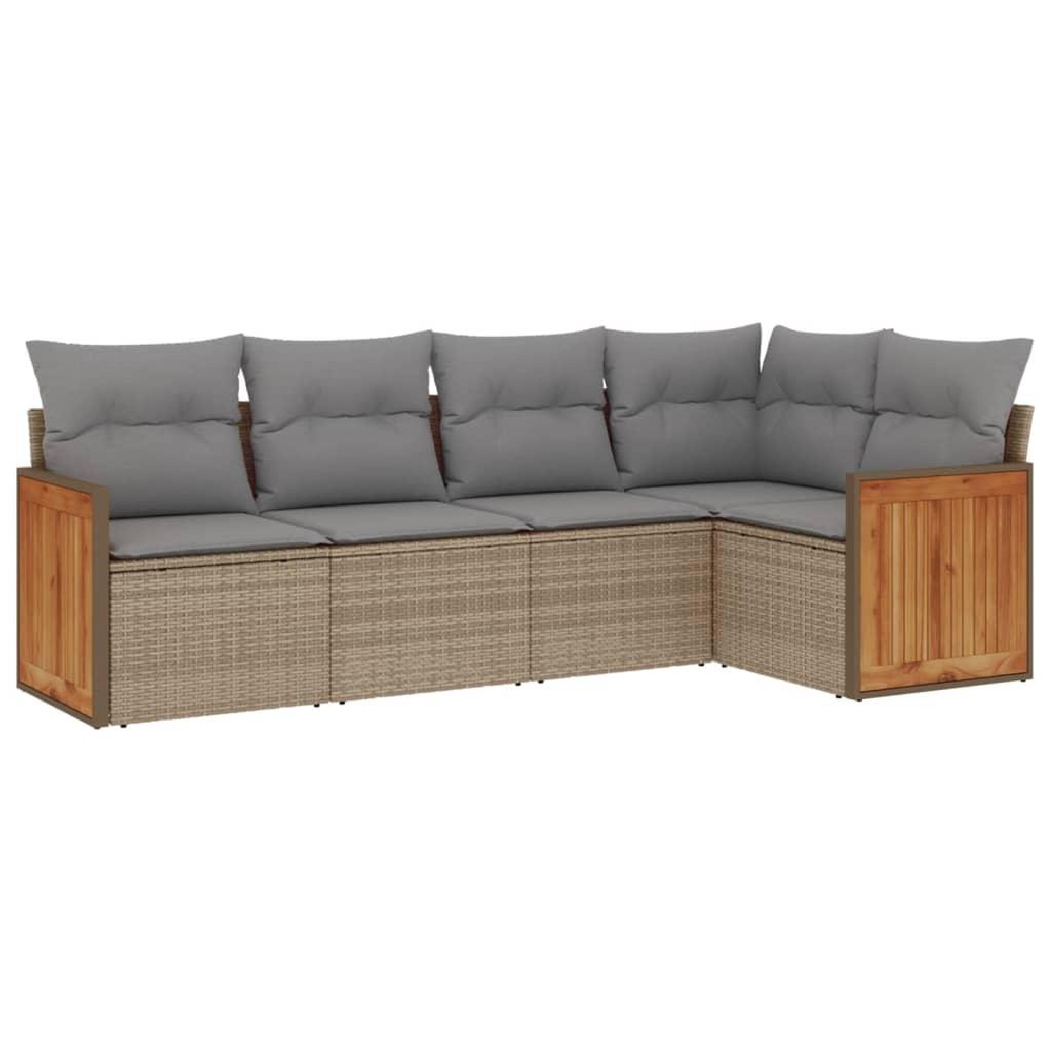 Voir la diapositive 2 : VIDAXL Salon de jardin avec coussins 5 pcs beige resine tressee