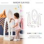 HOMCOM Miroir à pied inclinaison réglable - miroir enfant - design couronne - étagère de rangement - dim. 40L x 30l x 104H cm - MDF blanc
