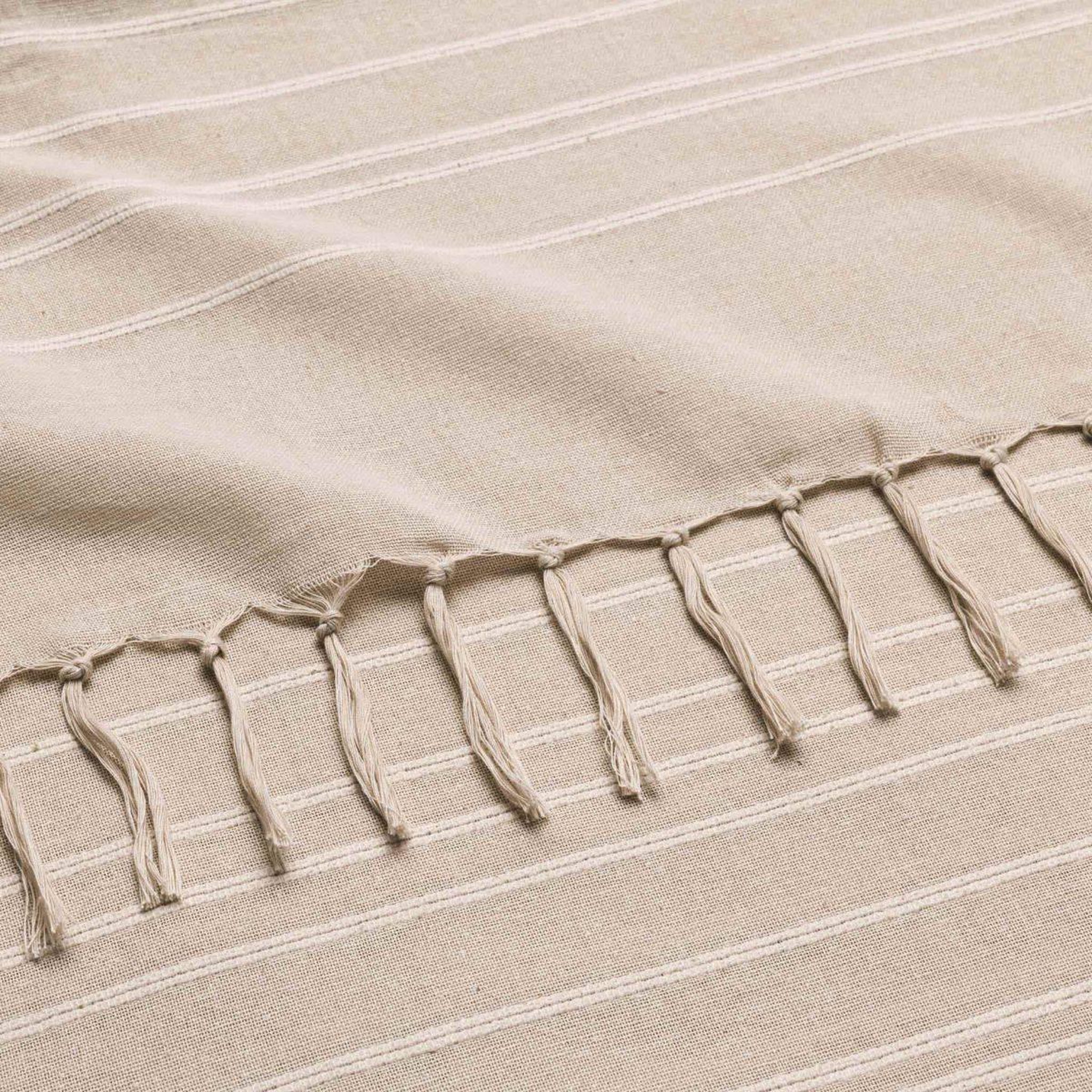 Voir la diapositive 2 : Douceur d'Intérieur Plaid à franges  lilia  180x220cm beige lin