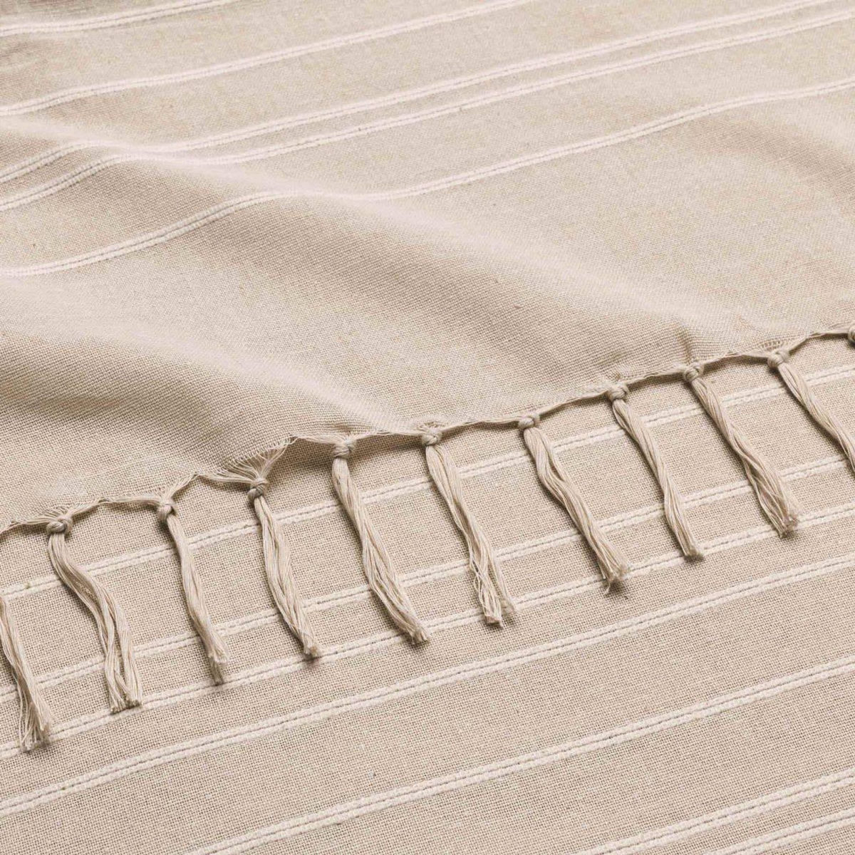 Paris Prix Plaid à Franges  Lilia  180x220cm Beige Lin