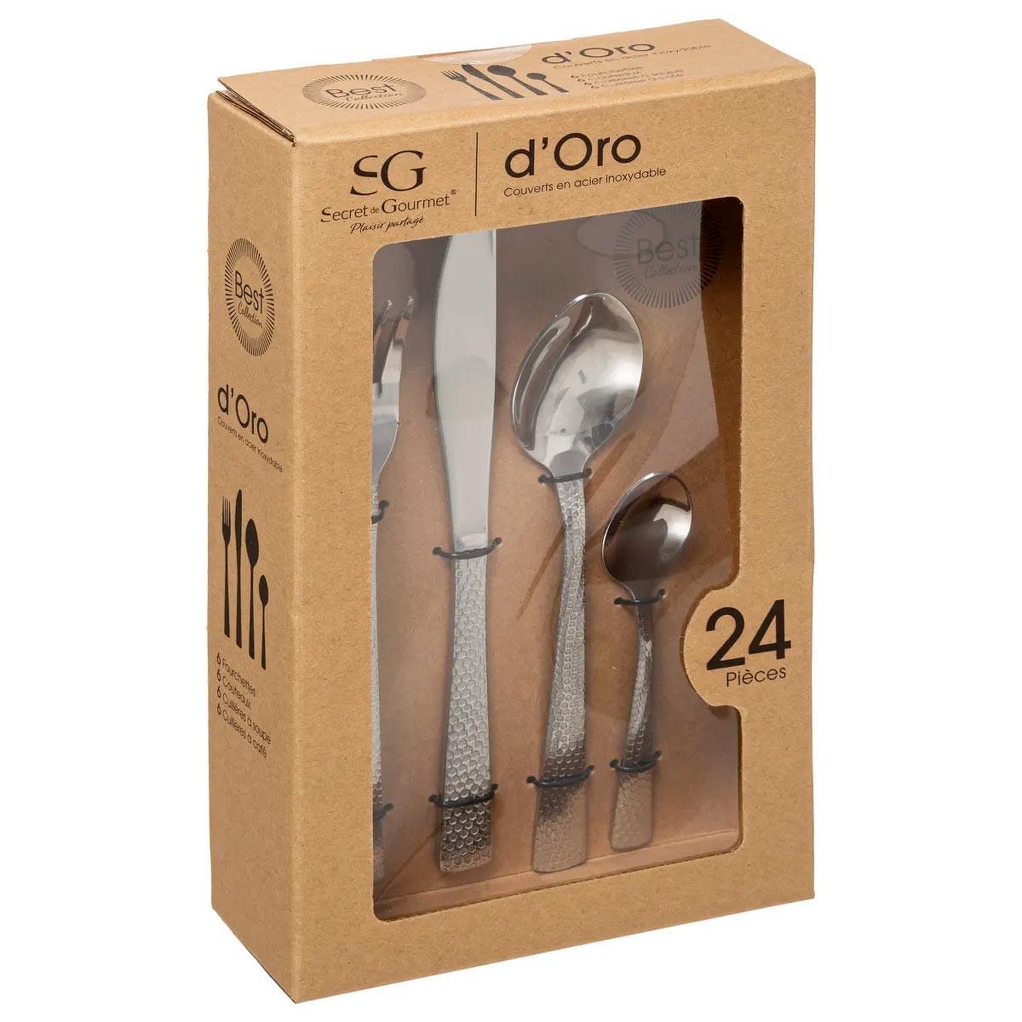 Voir la diapositive 6 : SECRET DE GOURMET Ménagère de 24 pièces d'oro - inox