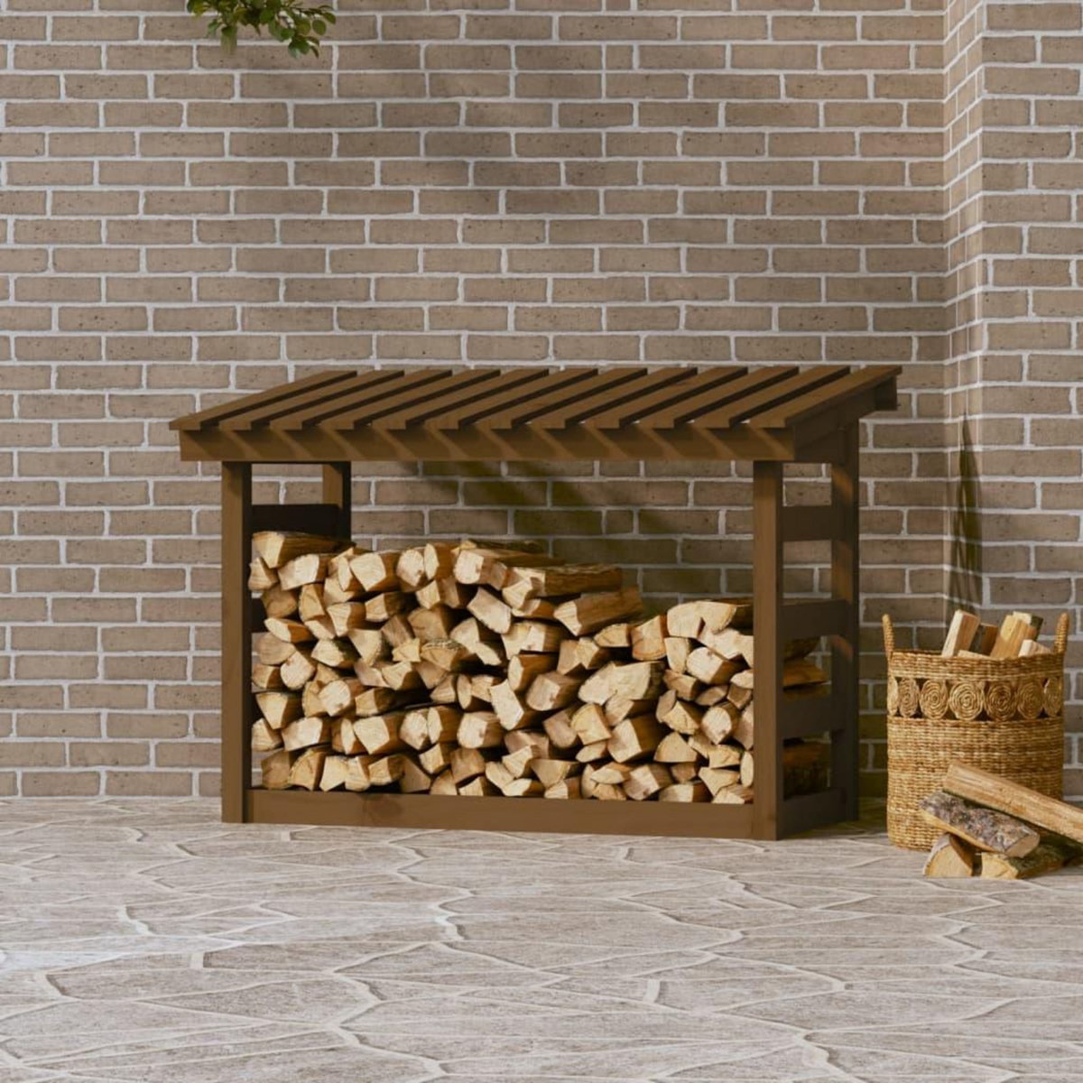 VIDAXL Support de bois de chauffage Marron miel 108x64,5x78cm Bois pin
