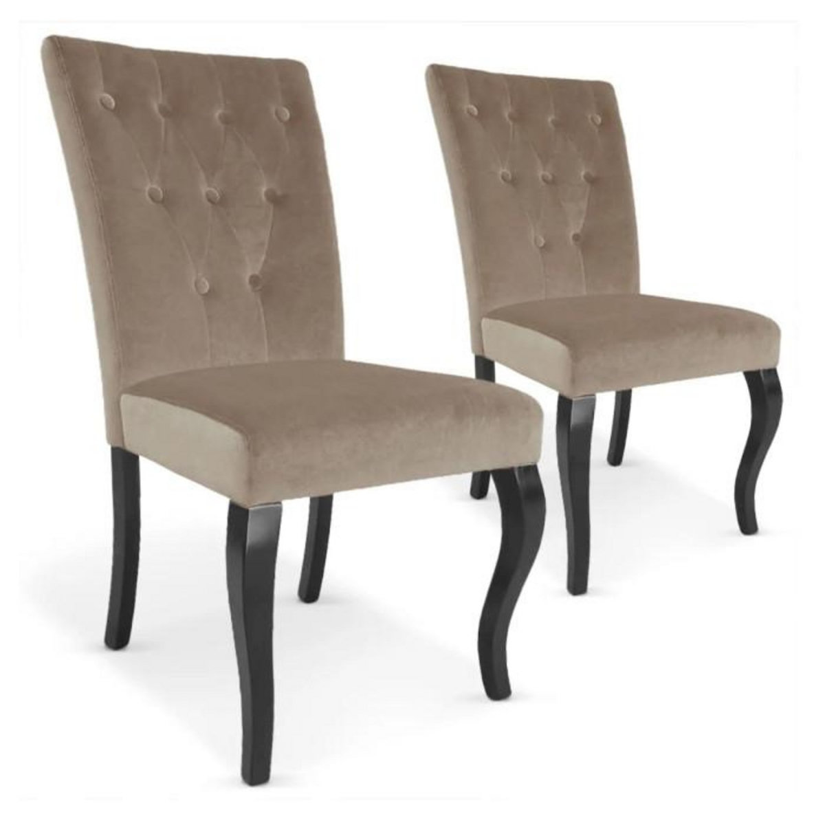 Paris Prix Lot de 2 Chaises Design Velours  Lucky  106cm Taupe