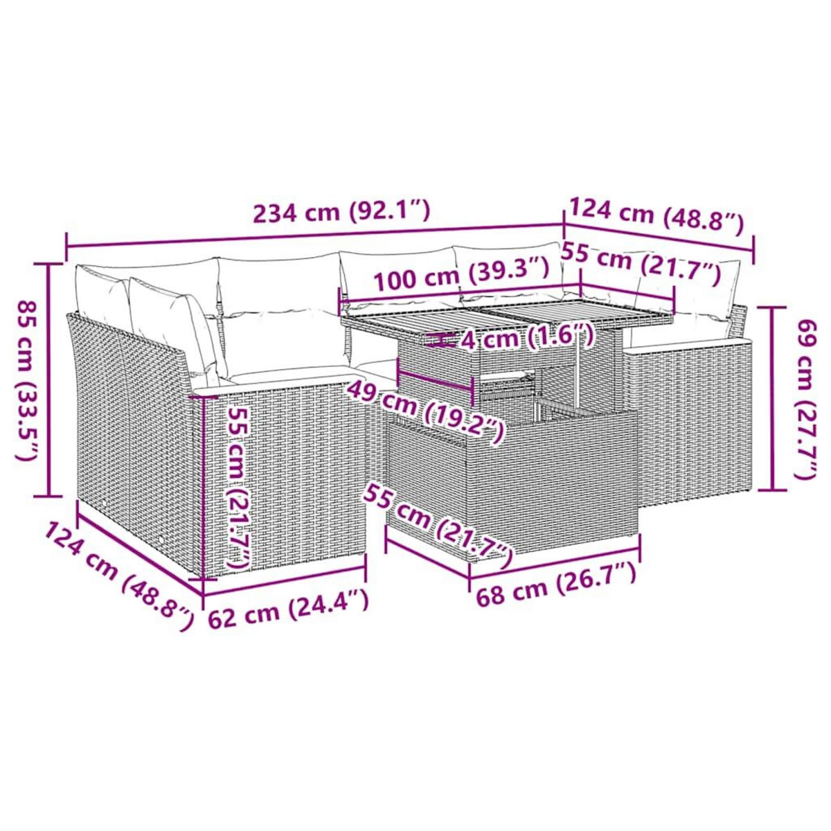 VIDAXL Salon de jardin 6 pcs avec coussins beige resine tressee acacia