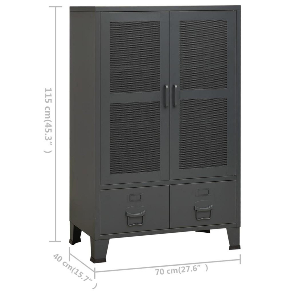 VIDAXL Coffre de rangement industriel Anthracite 70x40x115 cm Metal