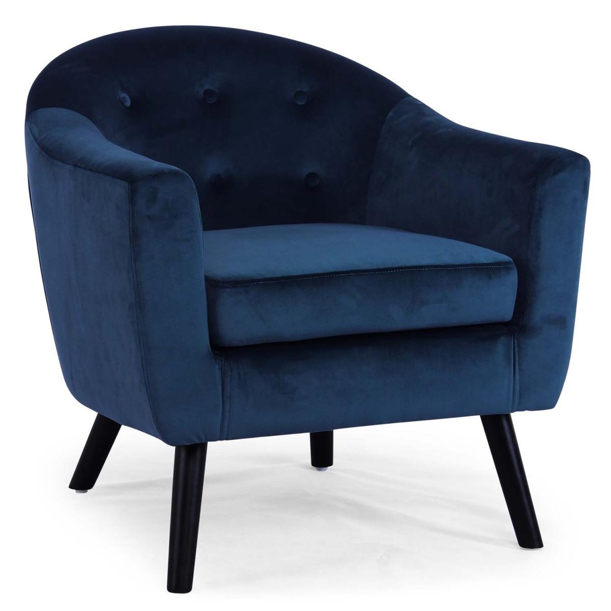 Paris Prix Fauteuil scandinave velours  lopy  79cm bleu