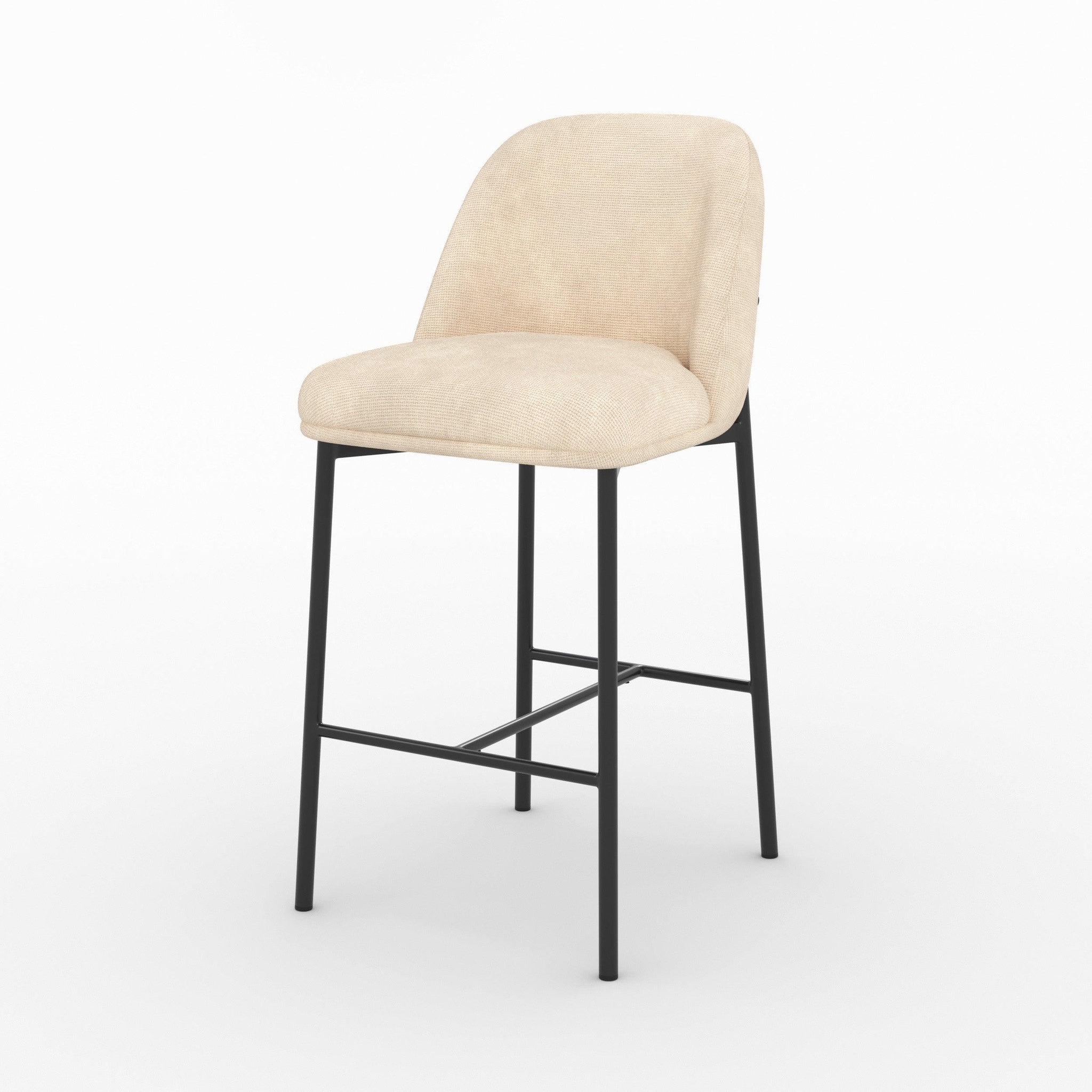 Voir la diapositive 2 : MAISON PAVANE Lot de 2 chaises pour îlot central 67 cm en tissu beige-noah