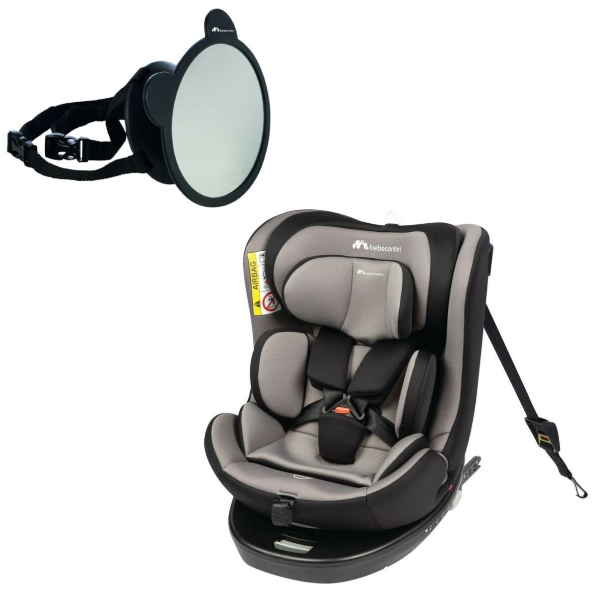 Bebe Confort Siège auto Evolvefix i-Size Gray Mist 40-150cm + rétroviseur  arrière noir