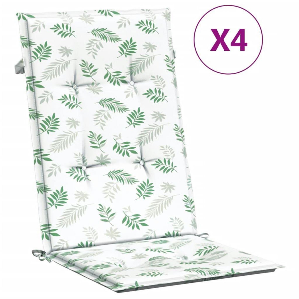 VIDAXL Coussins de chaise a dossier haut lot de 4 modele de feuille