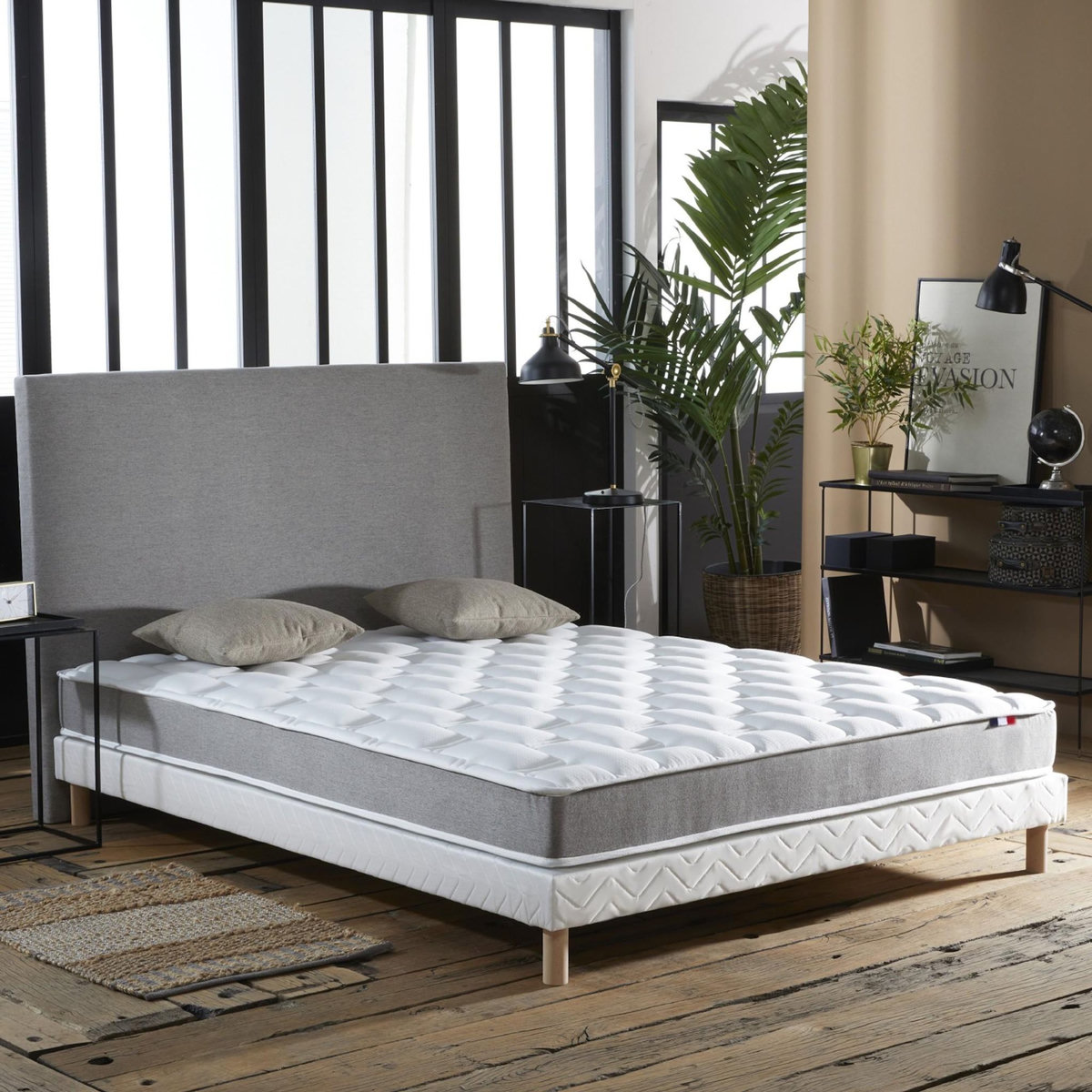 IDLITERIE Ensemble matelas mémoire de forme et mousse HR ZENITH avec sommier - confort français