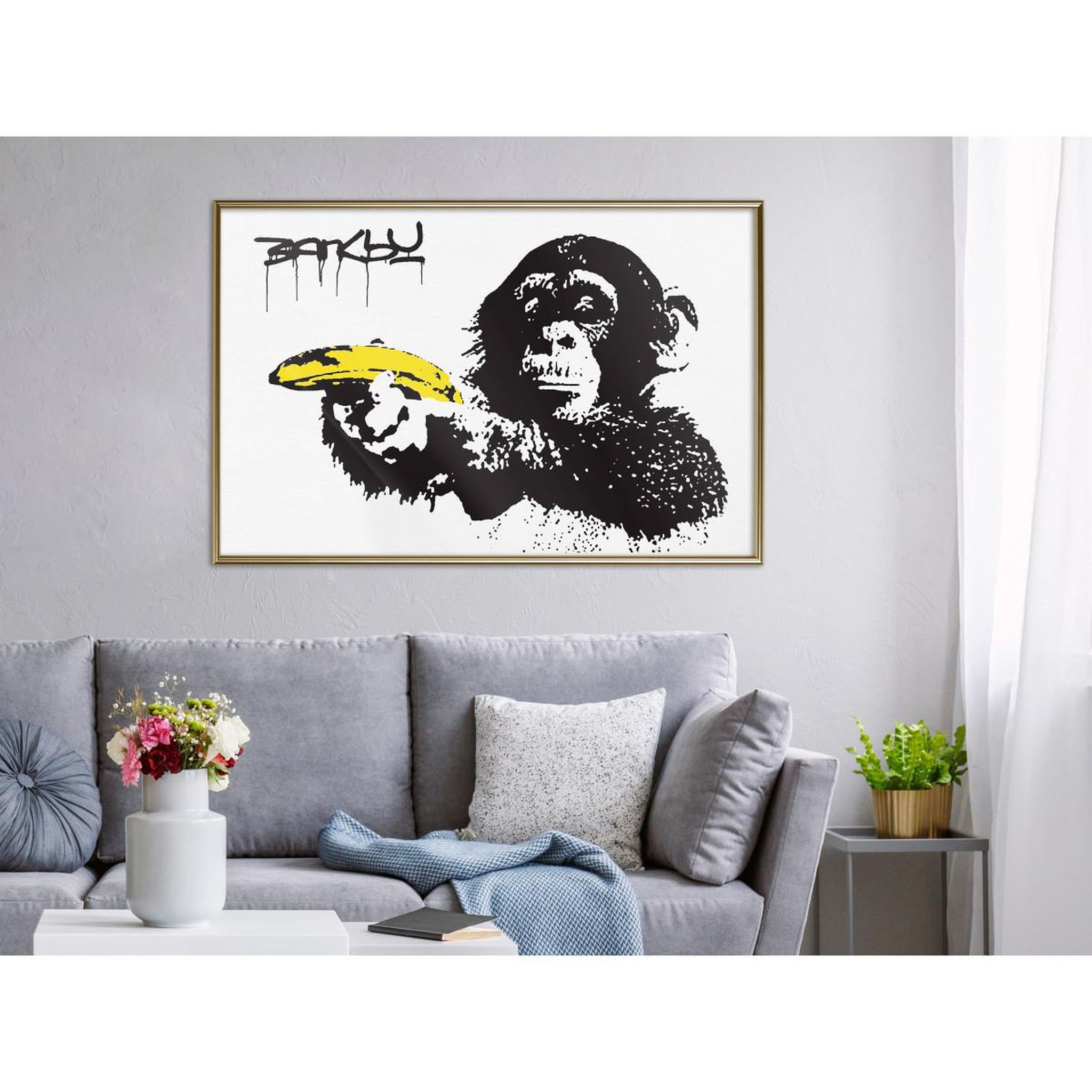 Voir la diapositive 2 : Paris Prix Affiche Murale Encadrée  Banksy Banana Gun I