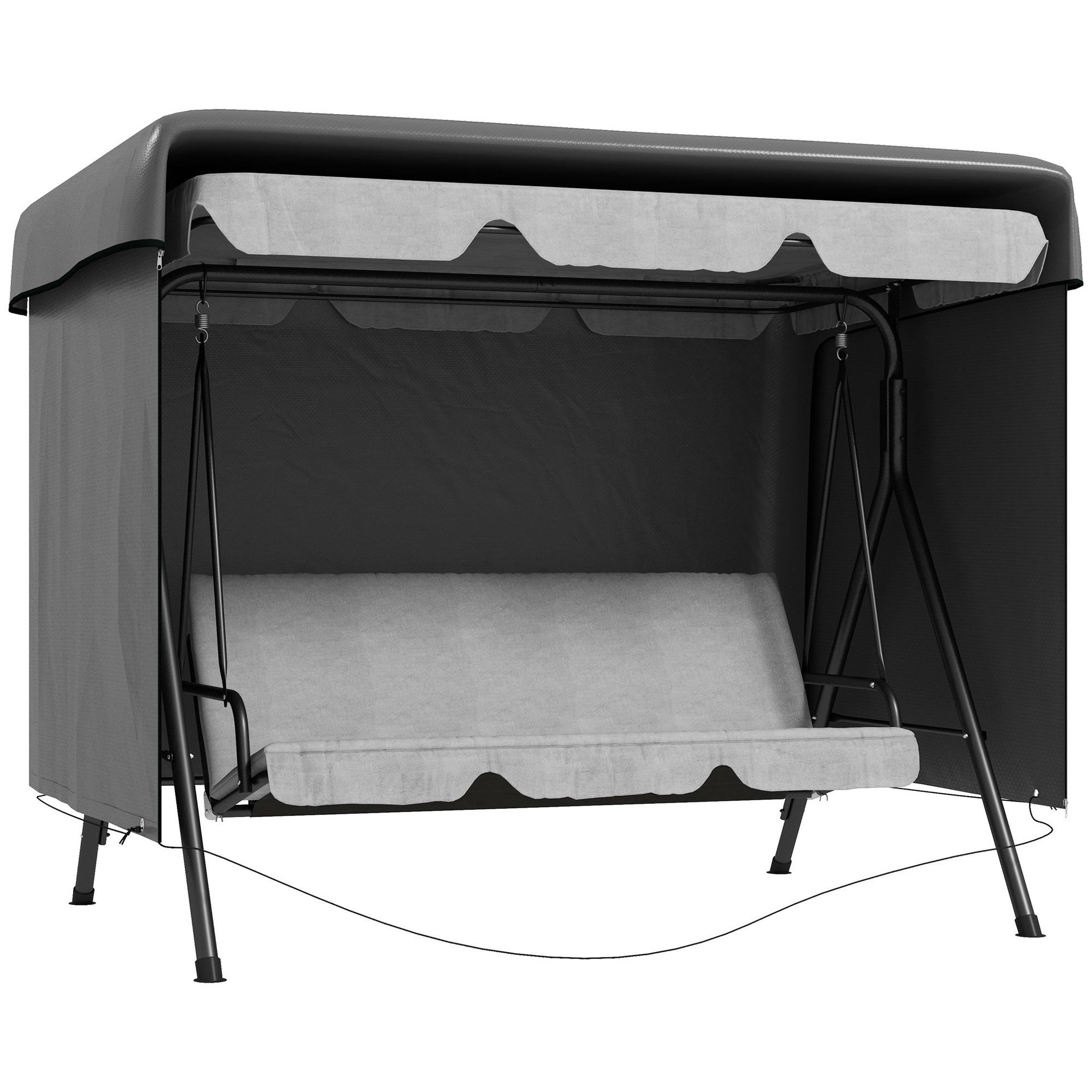 OUTSUNNY Housse de protection balancelle de jardin bâche étanche dim. 2,15l x 1,55l x 1,5h m pe gris