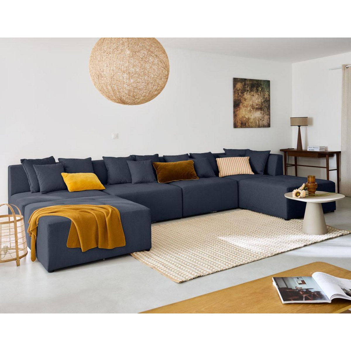 LISA DESIGN Amalfi - canapé modulable panoramique en u - 7 places - en tissu