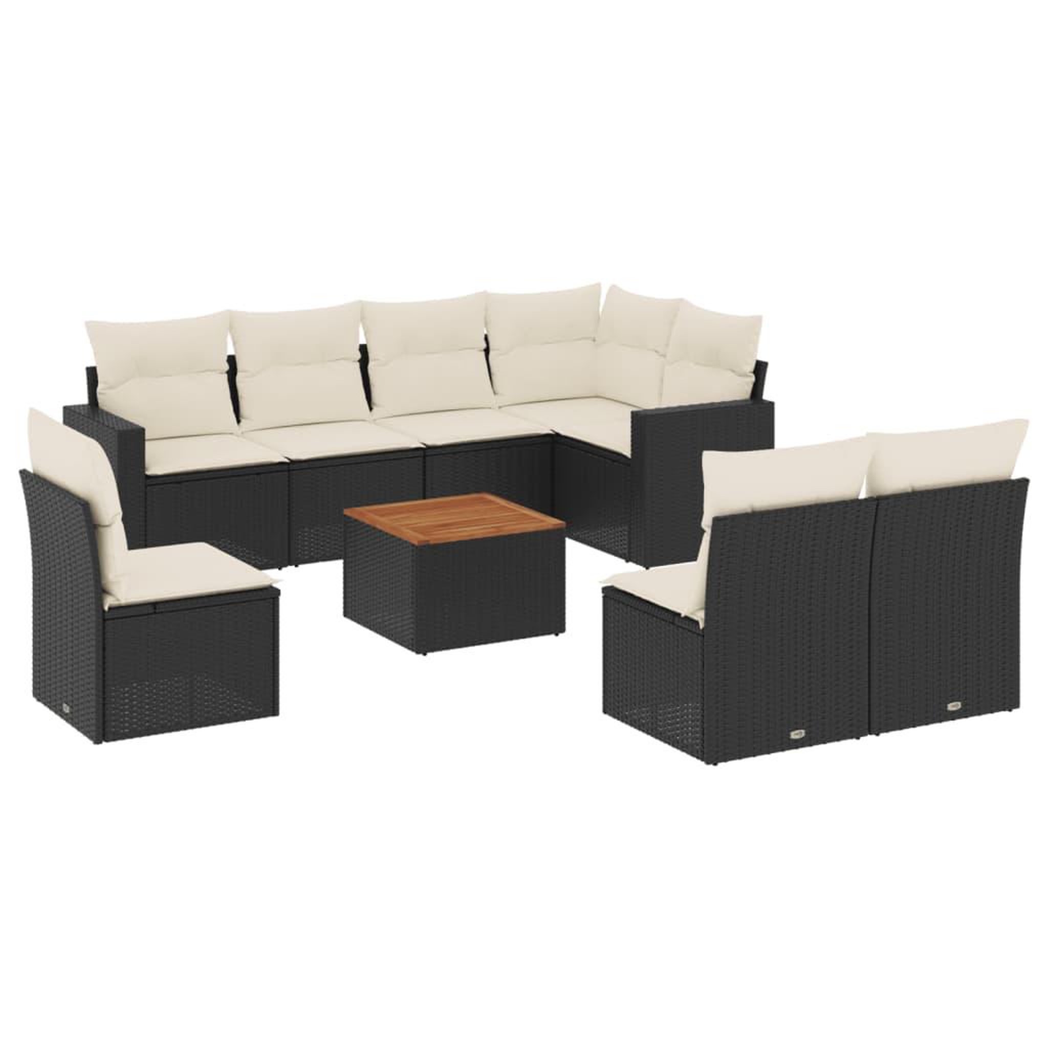 Voir la diapositive 2 : VIDAXL Salon de jardin 9 pcs avec coussins noir resine tressee