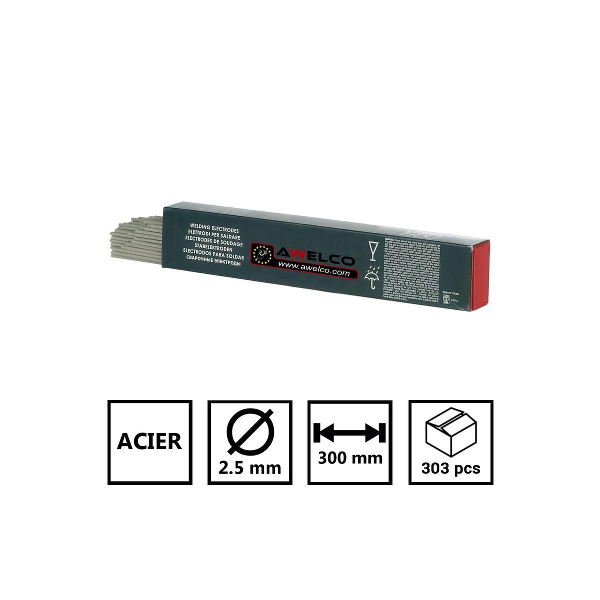 Voir la diapositive 3 : Awelco Métal d'apport mma - 303 electrodes de soudage enrobées ø 2.5 x 300mm baguettes de soudure rutiles e6013 awelco