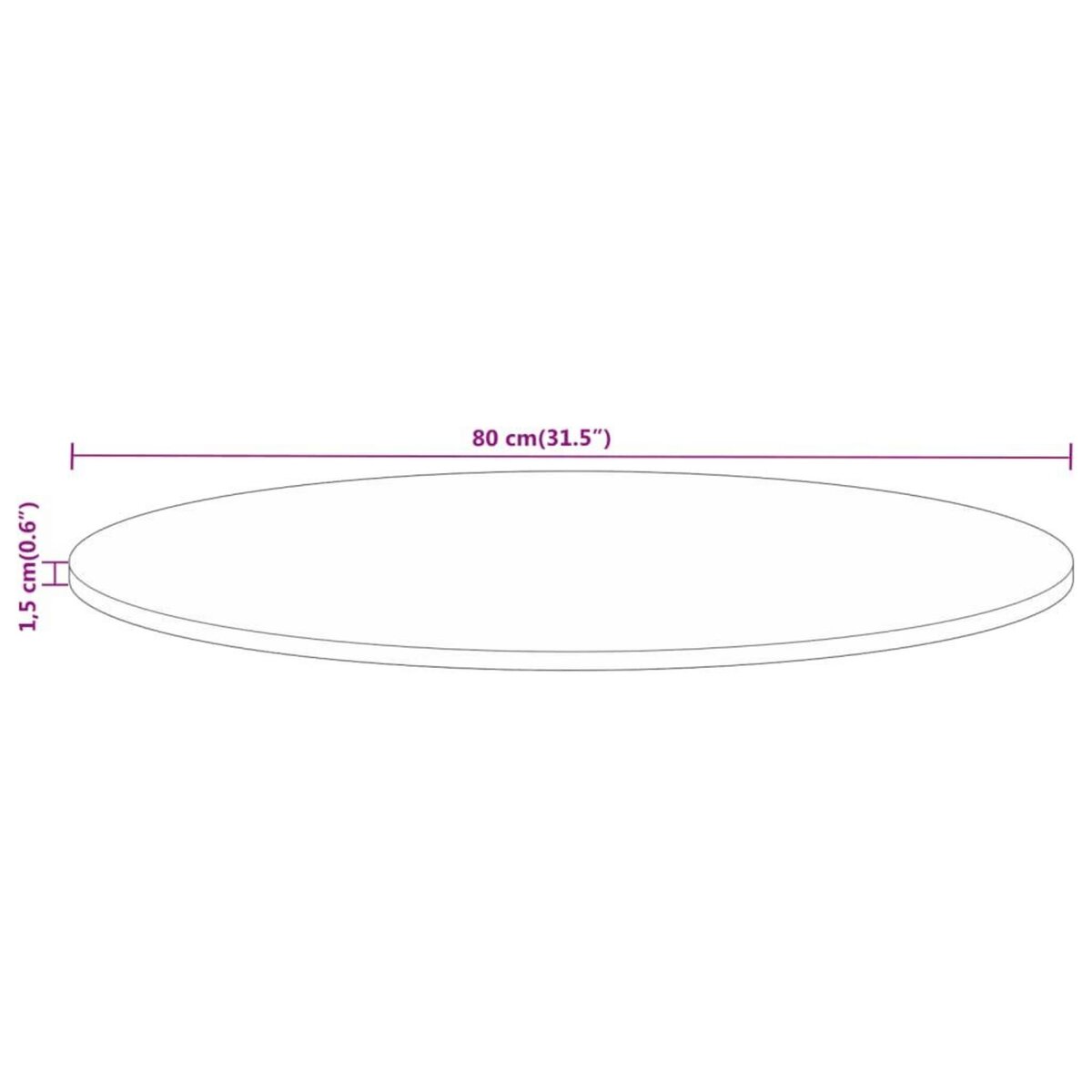 VIDAXL Dessus de table Ø 80x1,5 cm rond bois massif de manguier brut