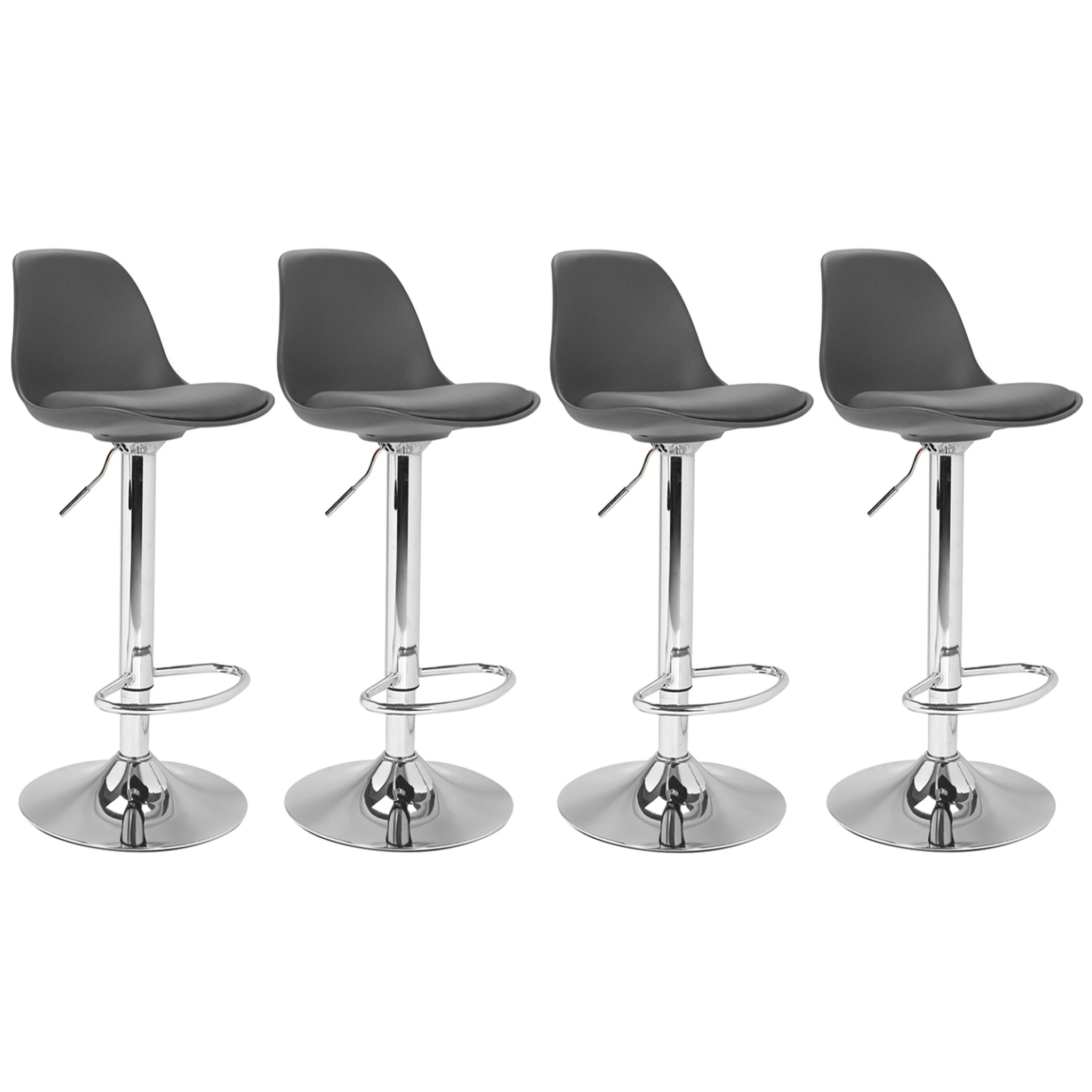 ID MARKET Lot de 4 tabourets de bar karl design gris