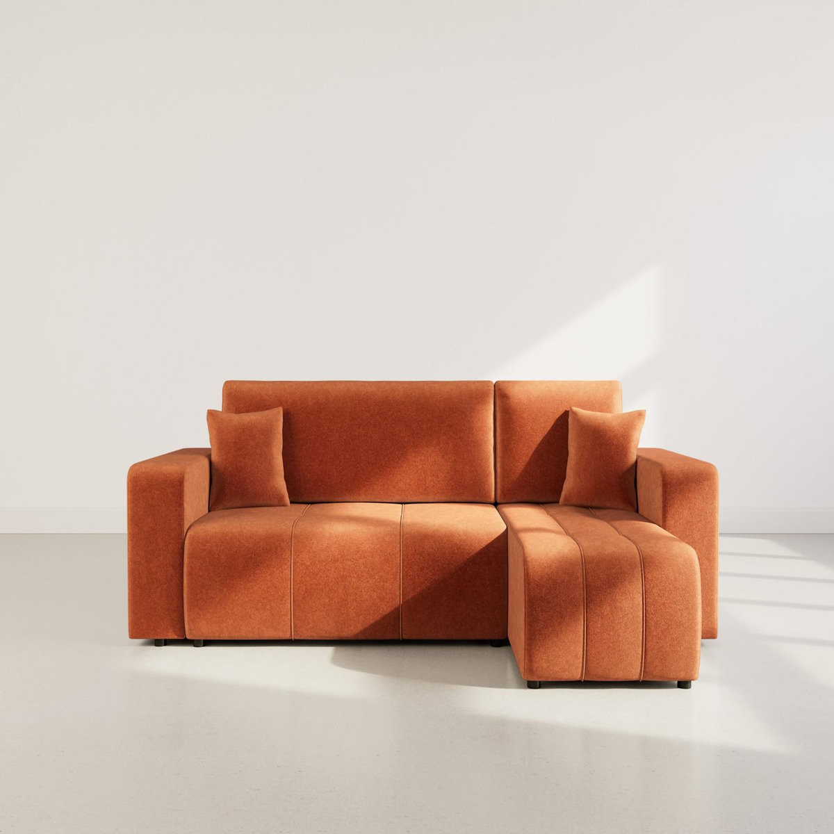 BEST MOBILIER Nicole - canapé d'angle réversible 4 places convertible avec coffre en tissu