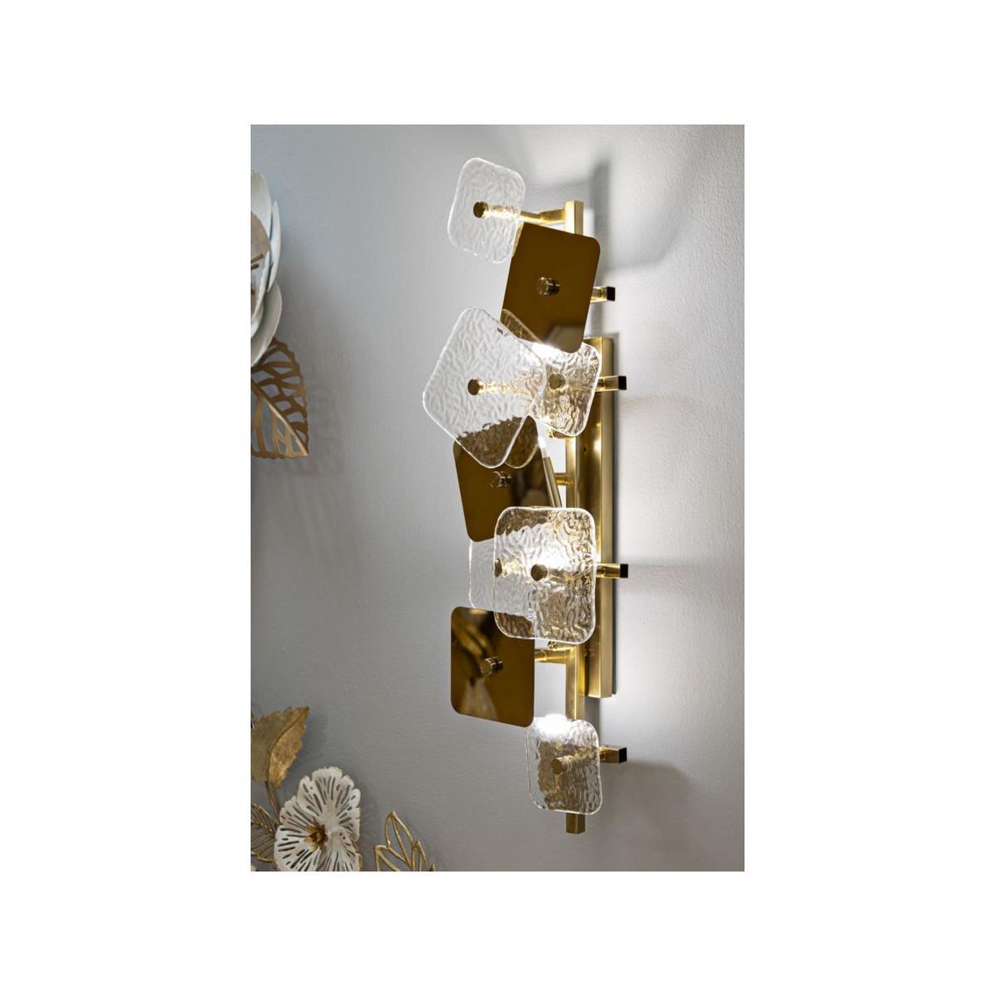 Voir la diapositive 6 : Paris Prix Applique Murale Design en Verre  Glassy  76cm Or