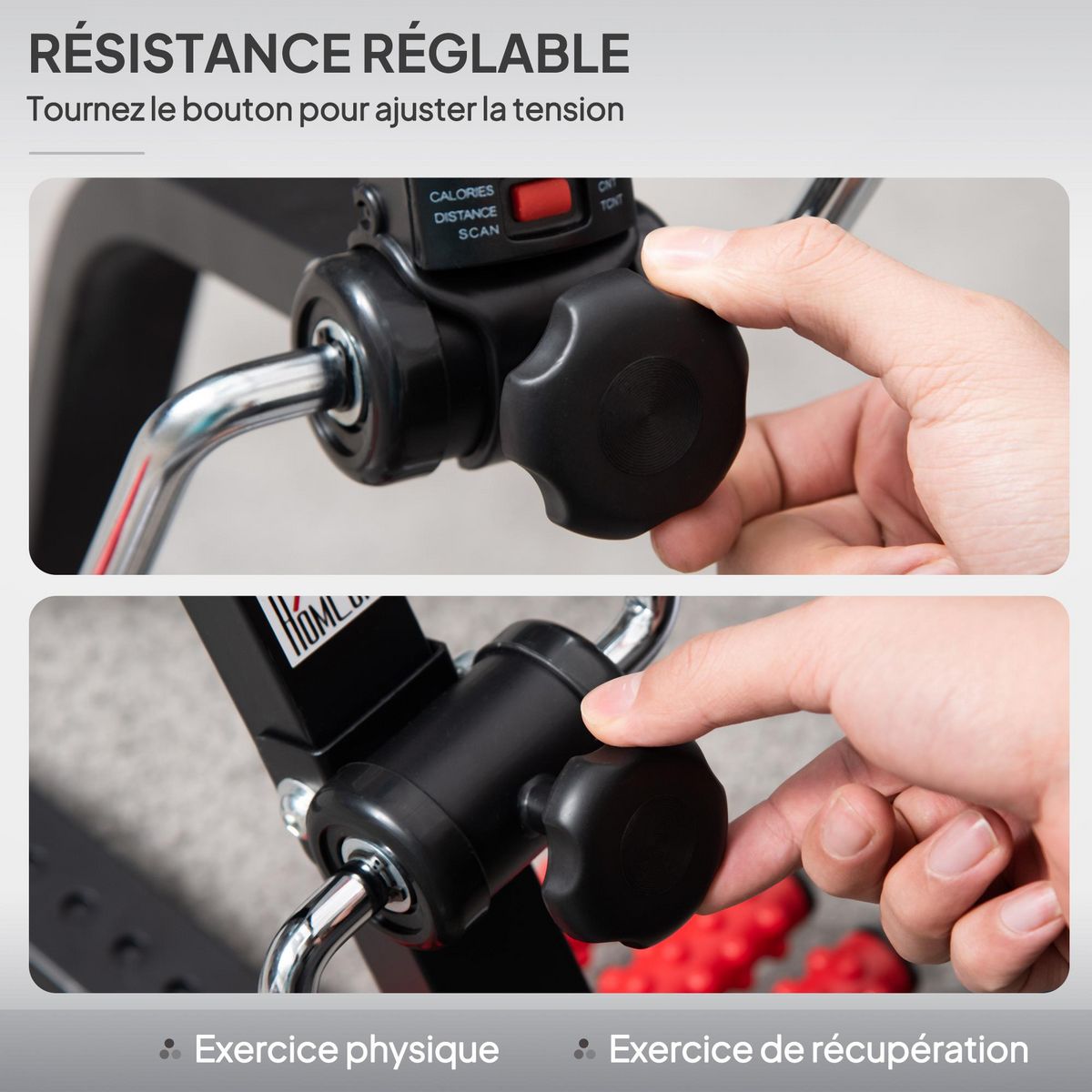 HOMCOM Vélo de rééducation bras et jambes - hauteur largeur réglable - écran LCD multifonction