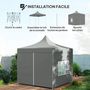 Voir la diapositive 5 : OUTSUNNY Tonnelle barnum pop-up 3 x 3 m 4 parois latérales amovibles 3 fenêtres hauteur réglable sac transport gris