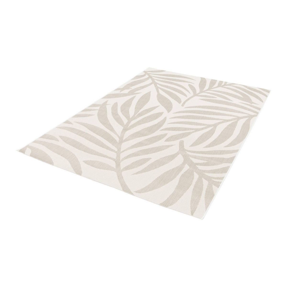 SWEEEK Tapis intérieur/extérieur motif végétal crème et beige polyester recyclé Kate