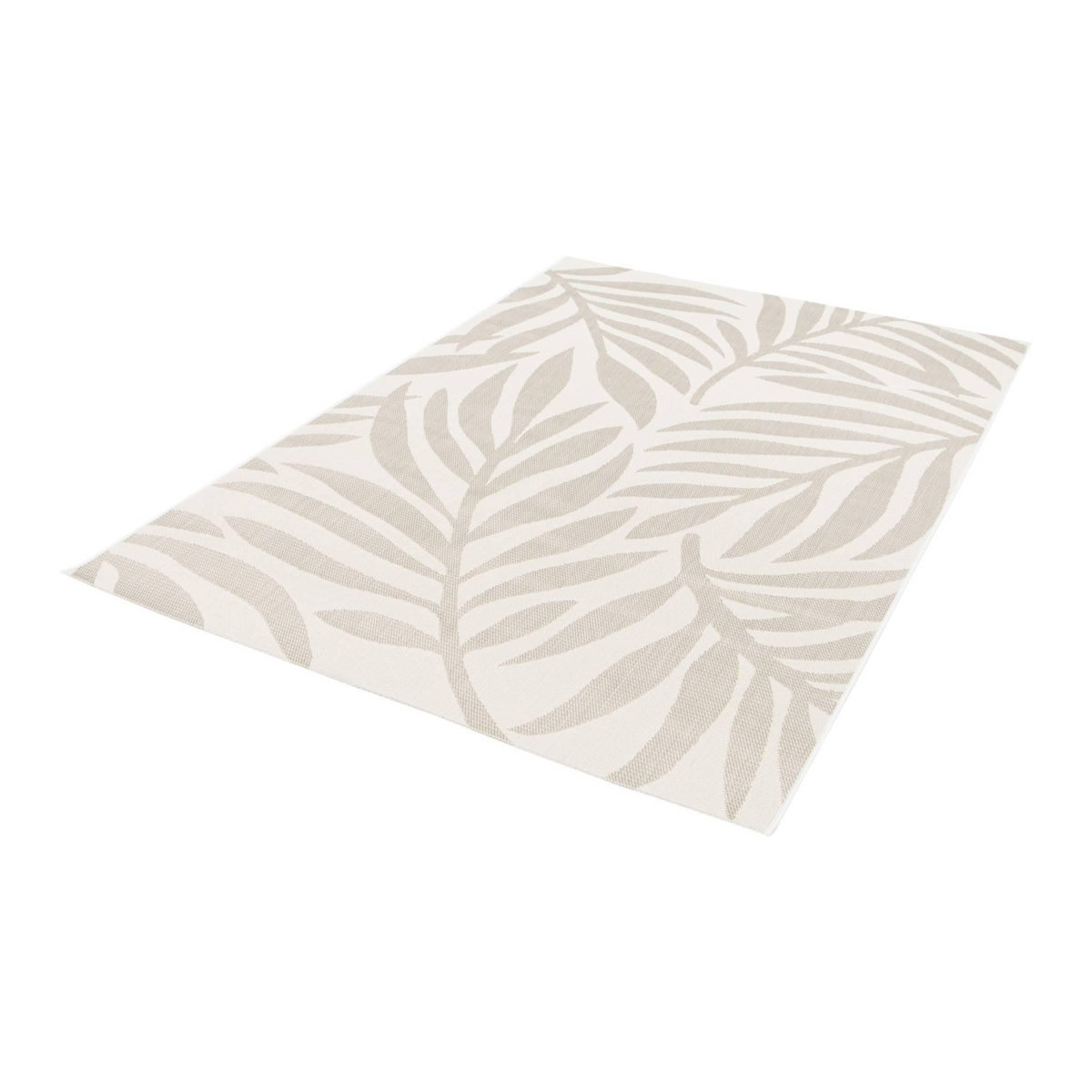 SWEEEK Tapis intérieur/extérieur motif végétal crème et beige polyester recyclé Kate