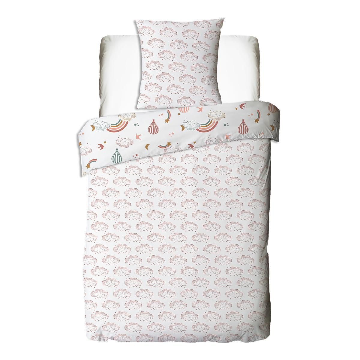 FUTURE HOME Parure de lit enfant en coton imprimé arc-en-ciel 140x200cm