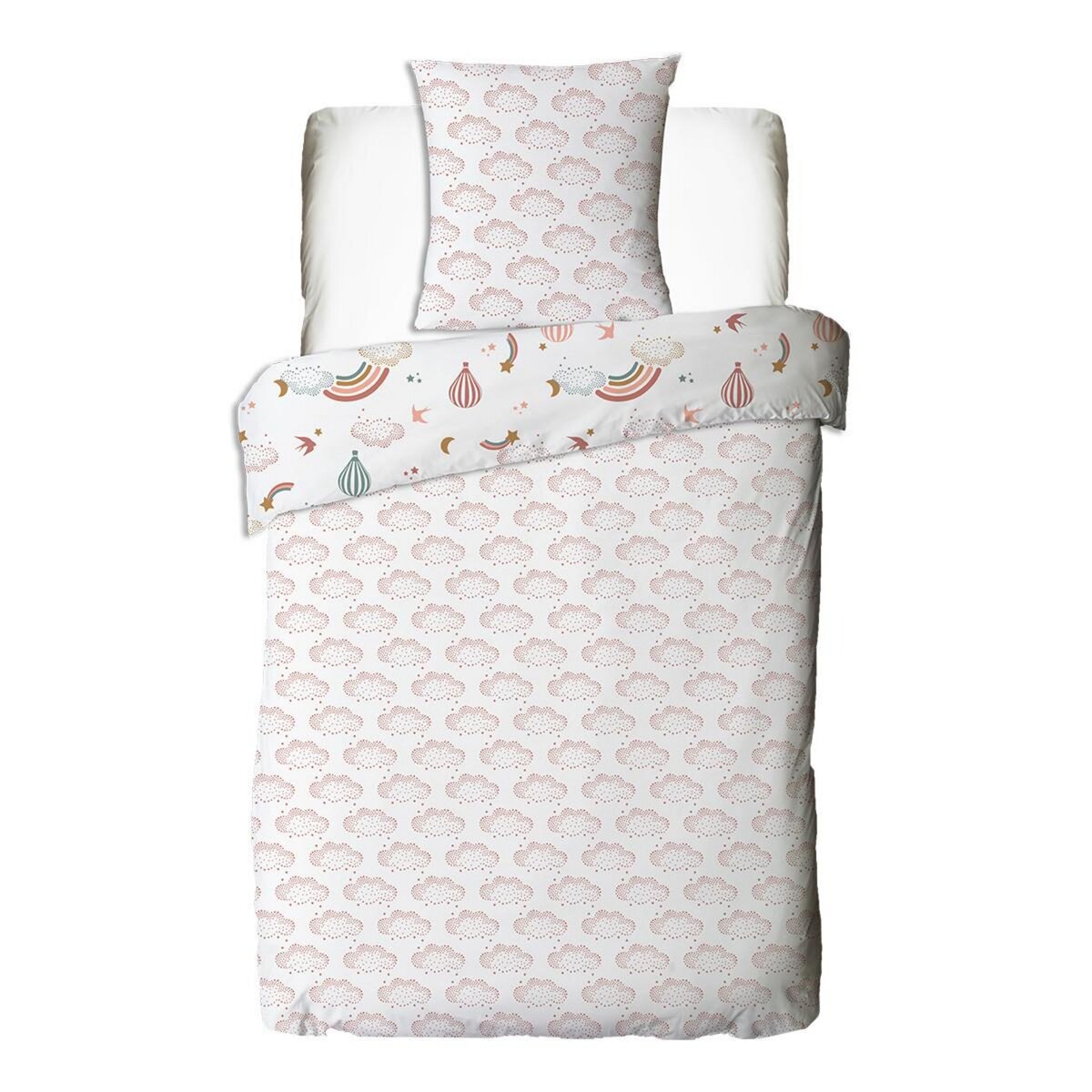 FUTURE HOME Parure de lit enfant en coton imprimé arc-en-ciel 140x200cm