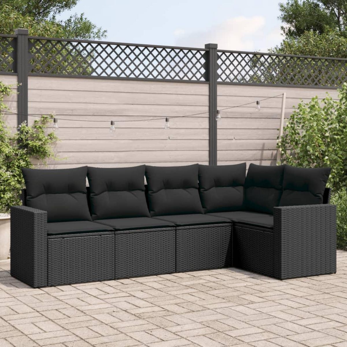 VIDAXL Salon de jardin 5 pcs avec coussins noir resine tressee