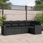 VIDAXL Salon de jardin 5 pcs avec coussins noir resine tressee