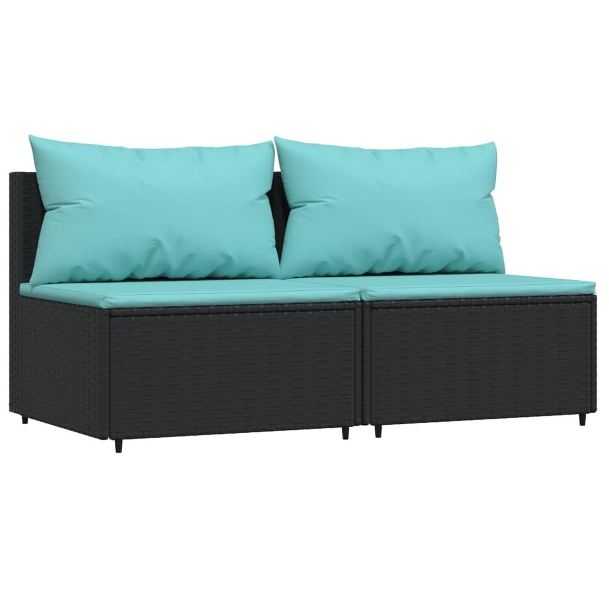 Voir la diapositive 2 : VIDAXL Canapes centraux de jardin et coussins 2pcs Noir Resine tressee