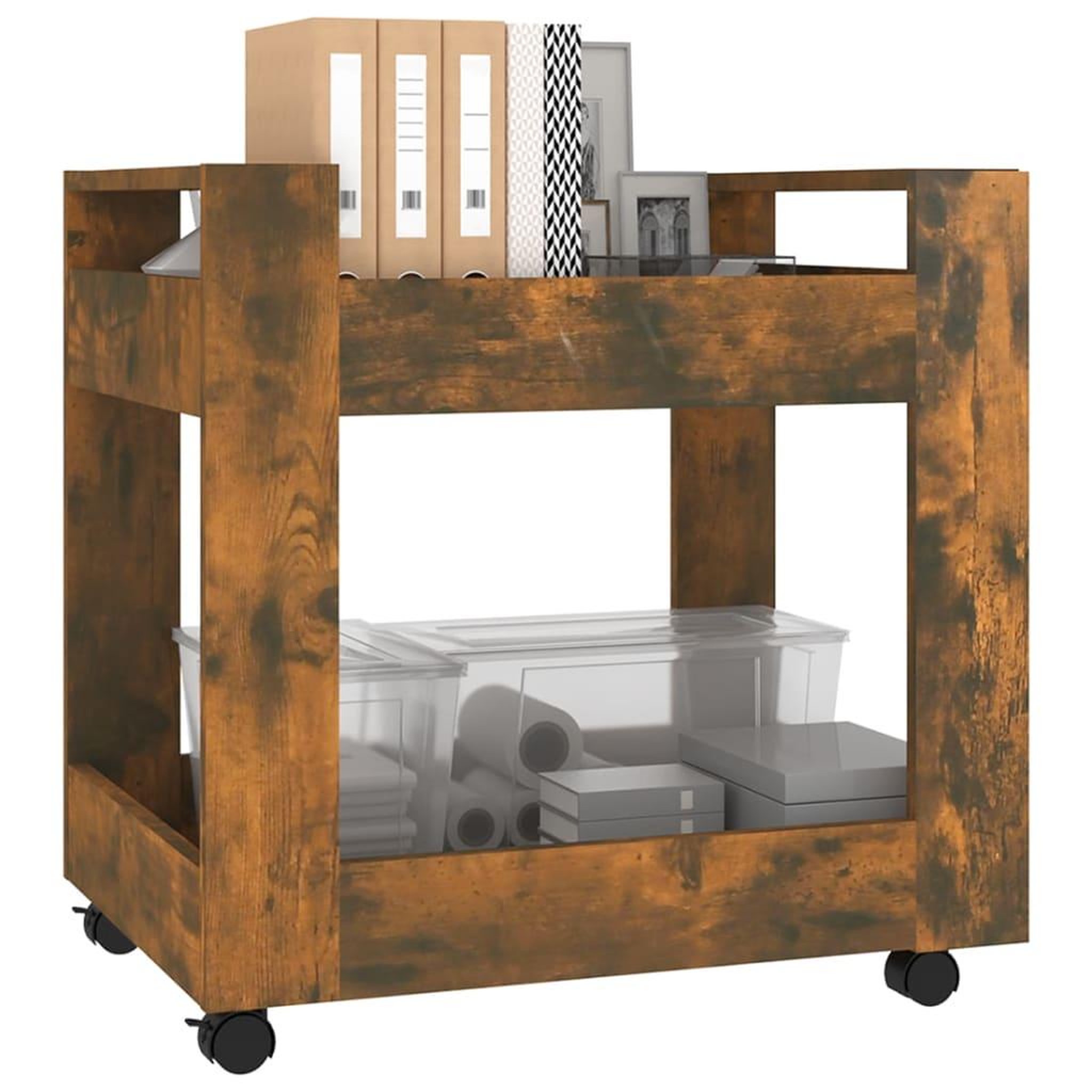 Voir la diapositive 3 : VIDAXL Chariot de bureau Chene fume 60x45x60 cm Bois d'ingenierie