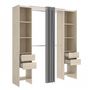 Voir la diapositive 4 : MARKET24 Kit dressing extensible avec rideau et 4 tiroirs - Décor chene naturel - L 180-113 x P 50 x H 205 cm - SUIT