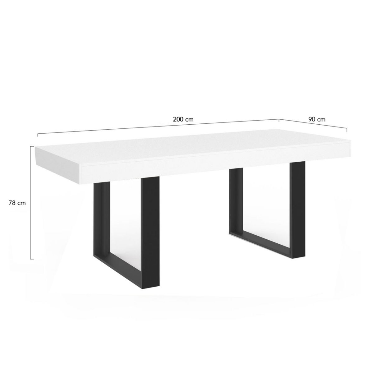 ID MARKET Table à manger rectangle PHOENIX 8 personnes bois blanc 200 cm